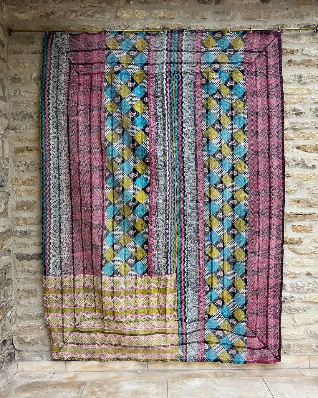 Premium Heavyweight Kantha Quilt No. 728 - Handmade Cotton Patchwork Bedspread for Cozy Home Decor & Winter Warmth | Perfect for Bedroom, Living Room & Guest Room Comfort