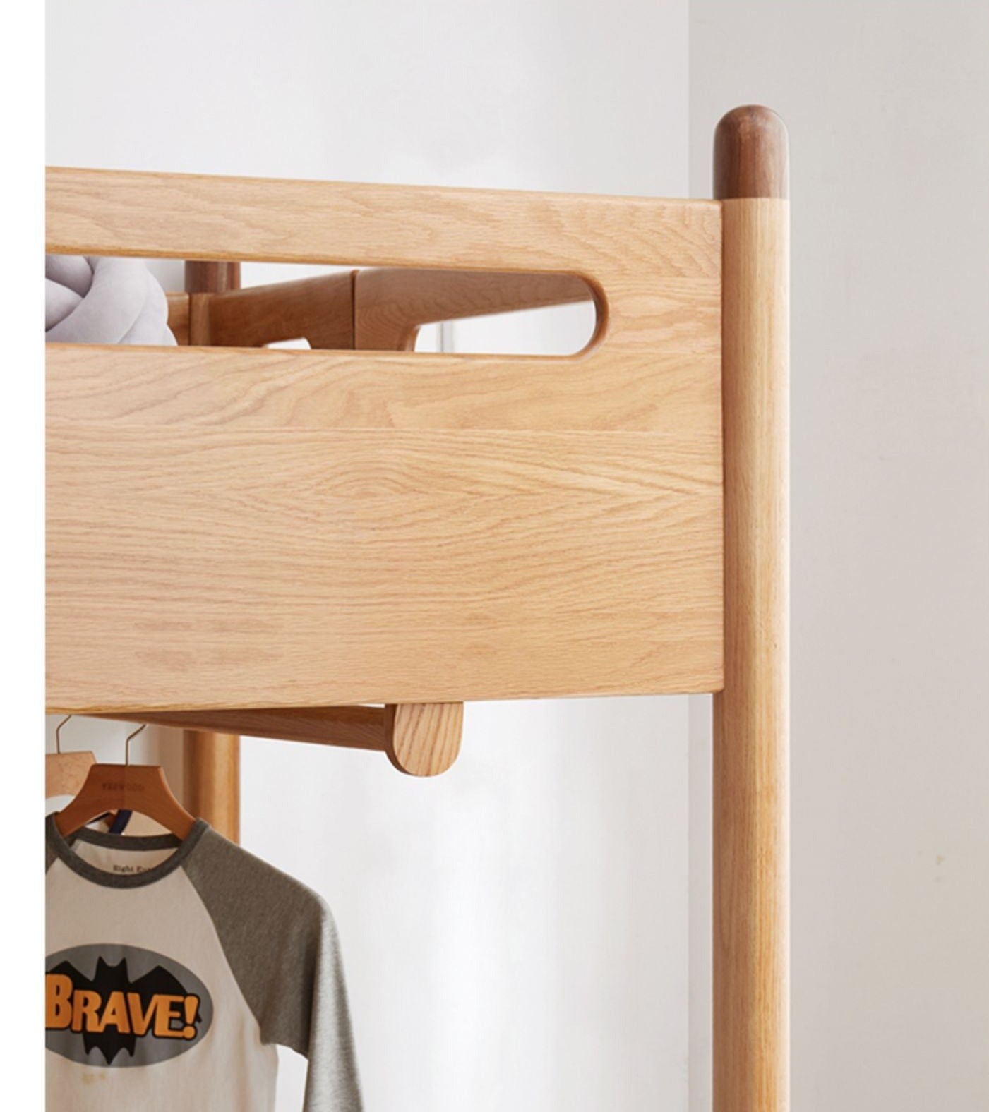 Solid Oak Wood Loft Bed with Storage Cabinet - Space-Saving Furniture for Small Rooms, Kids Bedroom & Dormitory