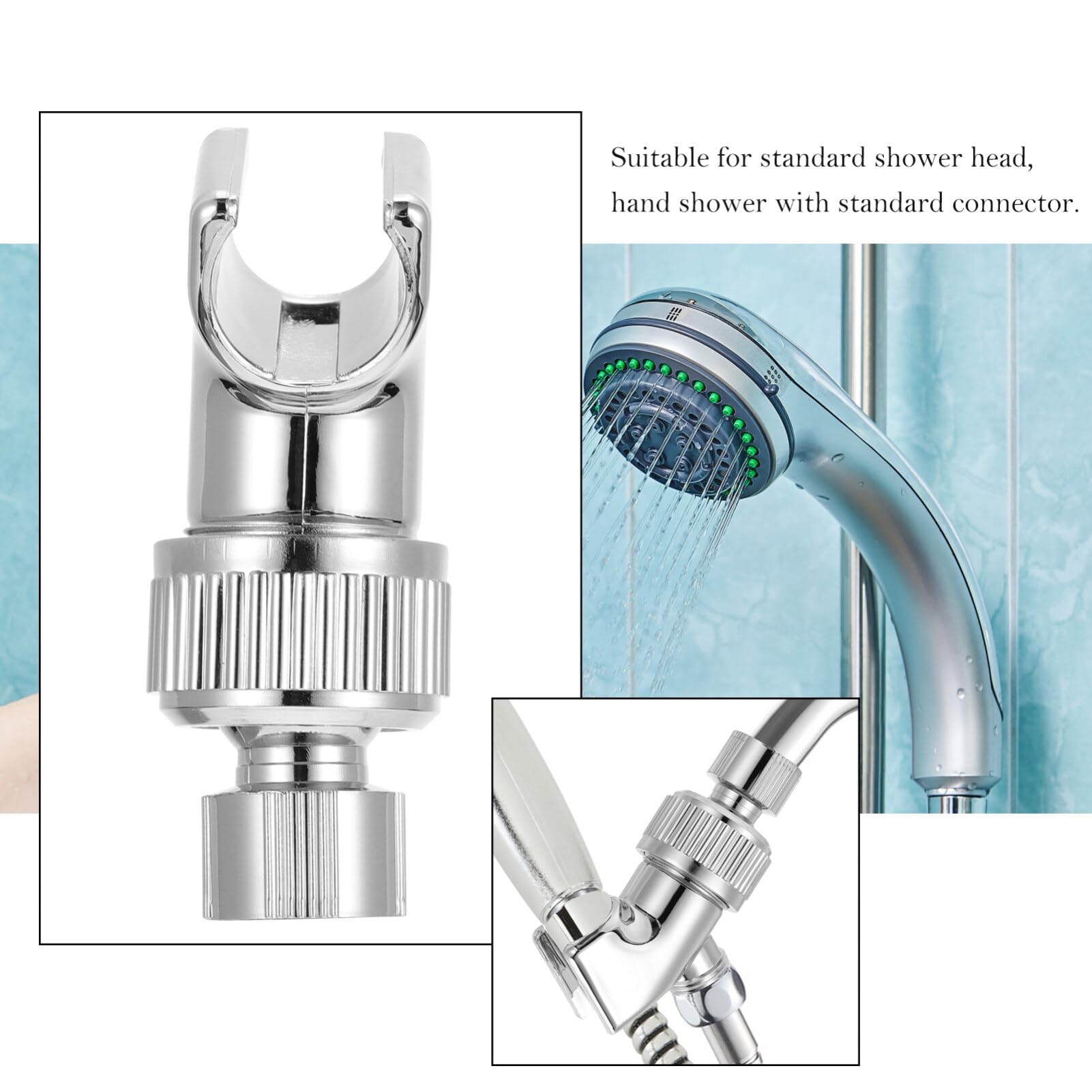 High Pressure Shower Head with Adjustable Wall Mount Bracket - Universal Shower Hose Holder for Handheld Shower Wand - Durable Plastic Shower Accessories for Bathroom Renovation & Spa-Like Experience