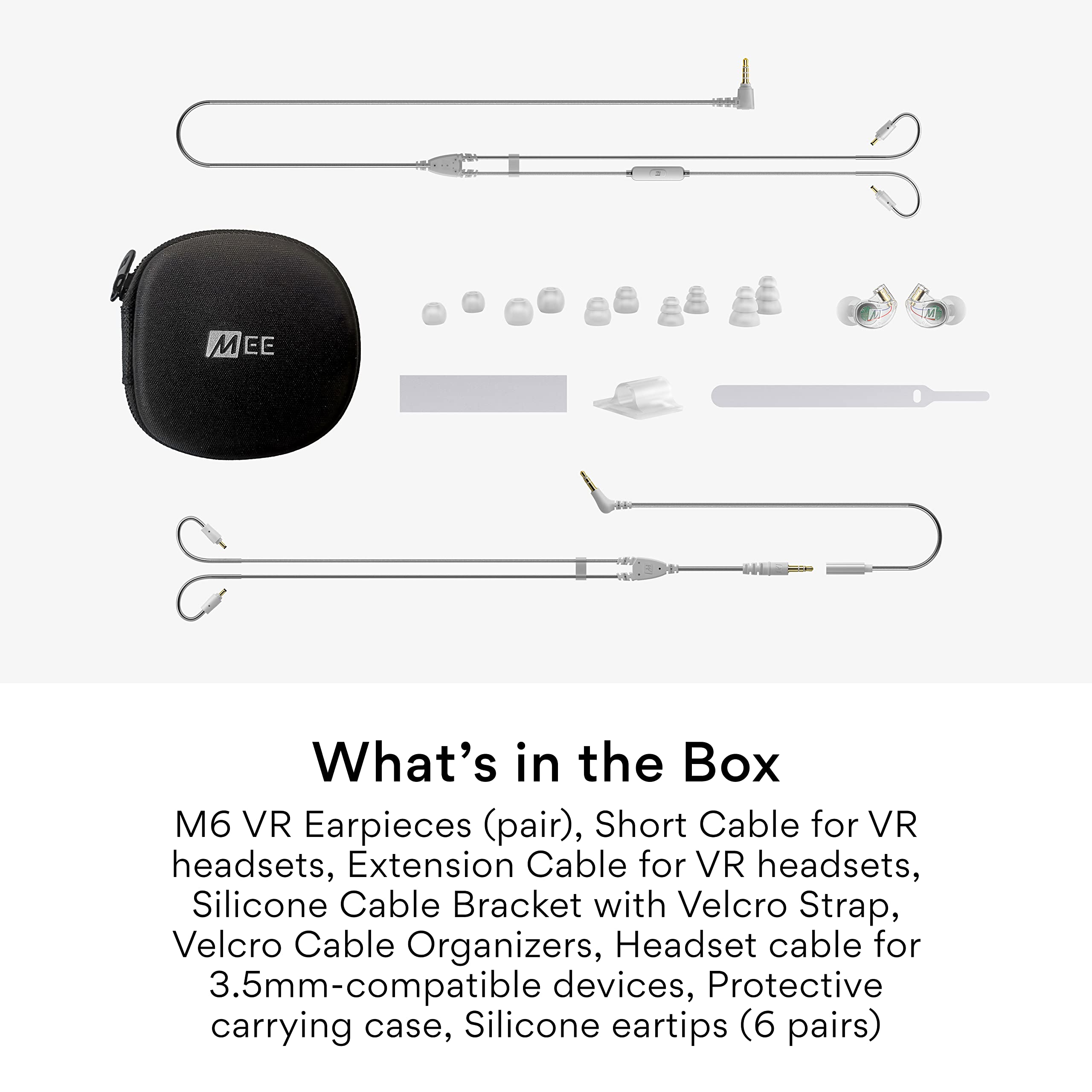 MEE Audio M6 VR Multiplatform In-Ear Gaming Earphones with Headset Mic for PS5, Xbox, Nintendo Switch, PC - Includes Short Cable & Mounting Bracket for Oculus Quest & VR Headsets - Perfect for Immersive VR Gaming & Console Play