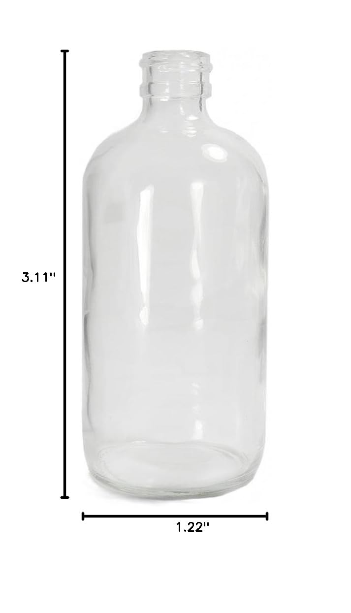 Clear Glass Boston Round Bottle with 20-400 Neck Finish - 1oz (30ml) Capacity, 31mm x 79mm - Pack of 432 - Perfect for Essential Oils, DIY Beauty Products & Craft Storage