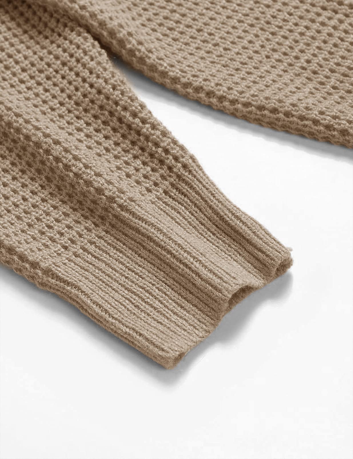 MEROKEETY Women's 2024 Long Sleeve Waffle Knit Sweater - Crew Neck Solid Color Pullover Jumper Tops for Women | Cozy Fall Winter Casual Wear, Office Outfits & Weekend Layering