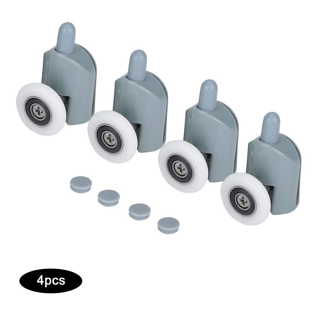 4Pcs Plastic Glass Bearing Rollers for 5MM/6MM Shower Sliding Doors - Smooth Sliding Door Wheels & Pulley System for Shower Cabin, Spa Room, Bathroom Renovation (8 Pcs Top)