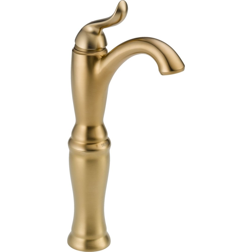 Delta Linden Vessel Sink Faucet - Single Hole Bathroom Faucet with Diamond Seal Technology - Champagne Bronze Finish - Single Handle Modern Gold Bathroom Faucet for Vanity, Powder Room & Luxury Bathroom Decor