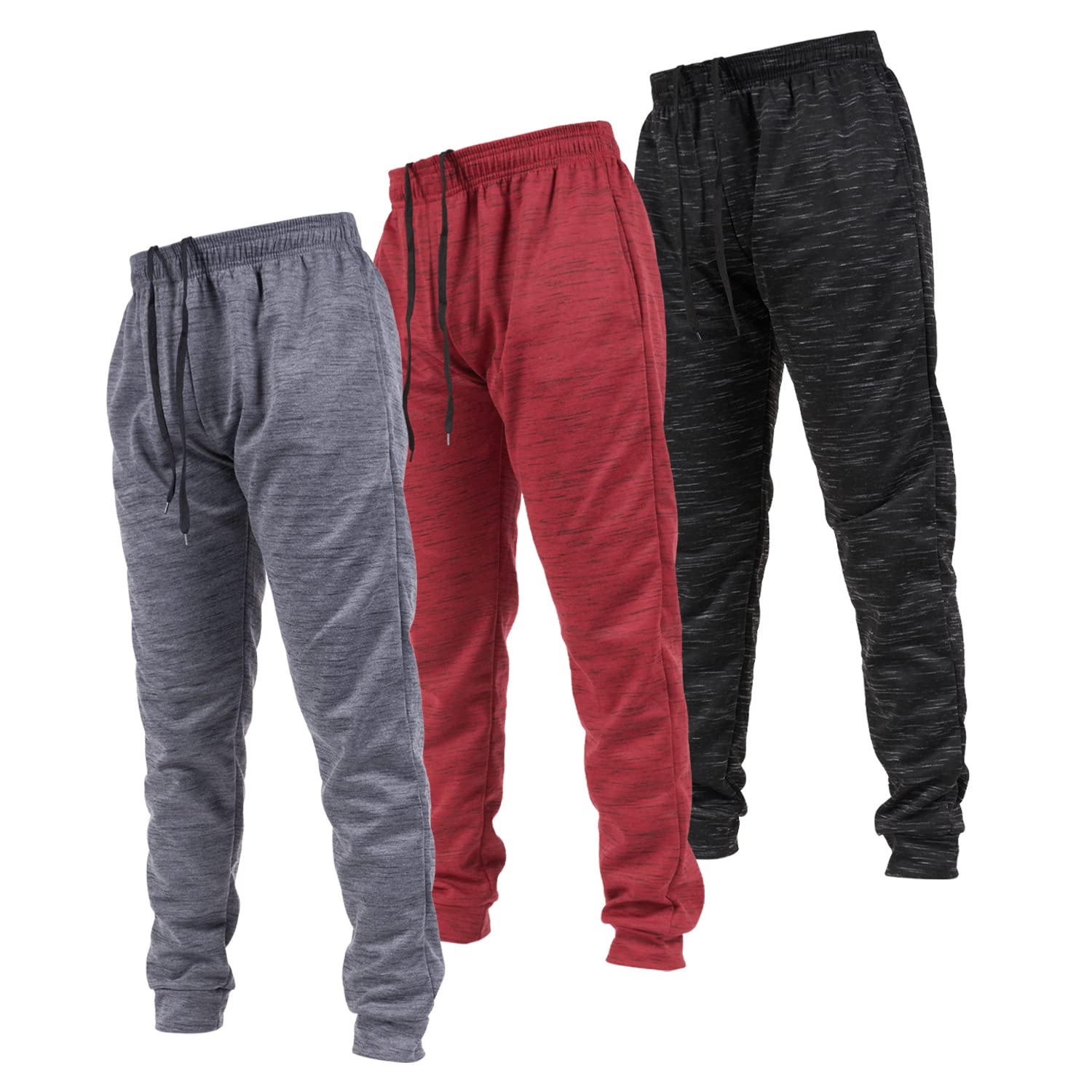 Men's Joggers 3-Pack - Athletic Sweatpants with Pockets for Gym & Lounge