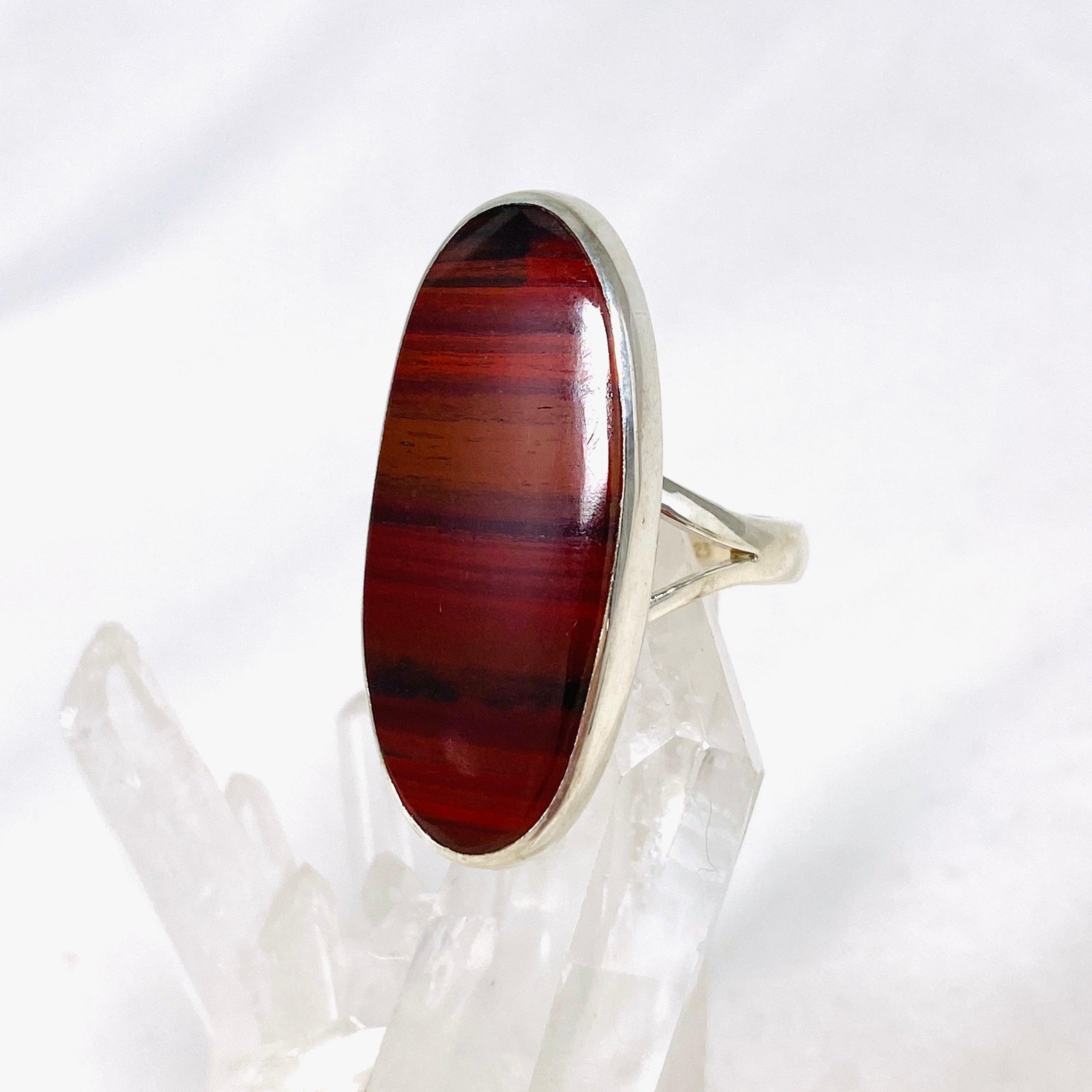 Natural Red Jasper Oval Ring for Women - Size 7 Healing Crystal Jewelry KRGJ3085 | Spiritual Gift, Meditation Accessory, Energy Balancing Fashion Statement