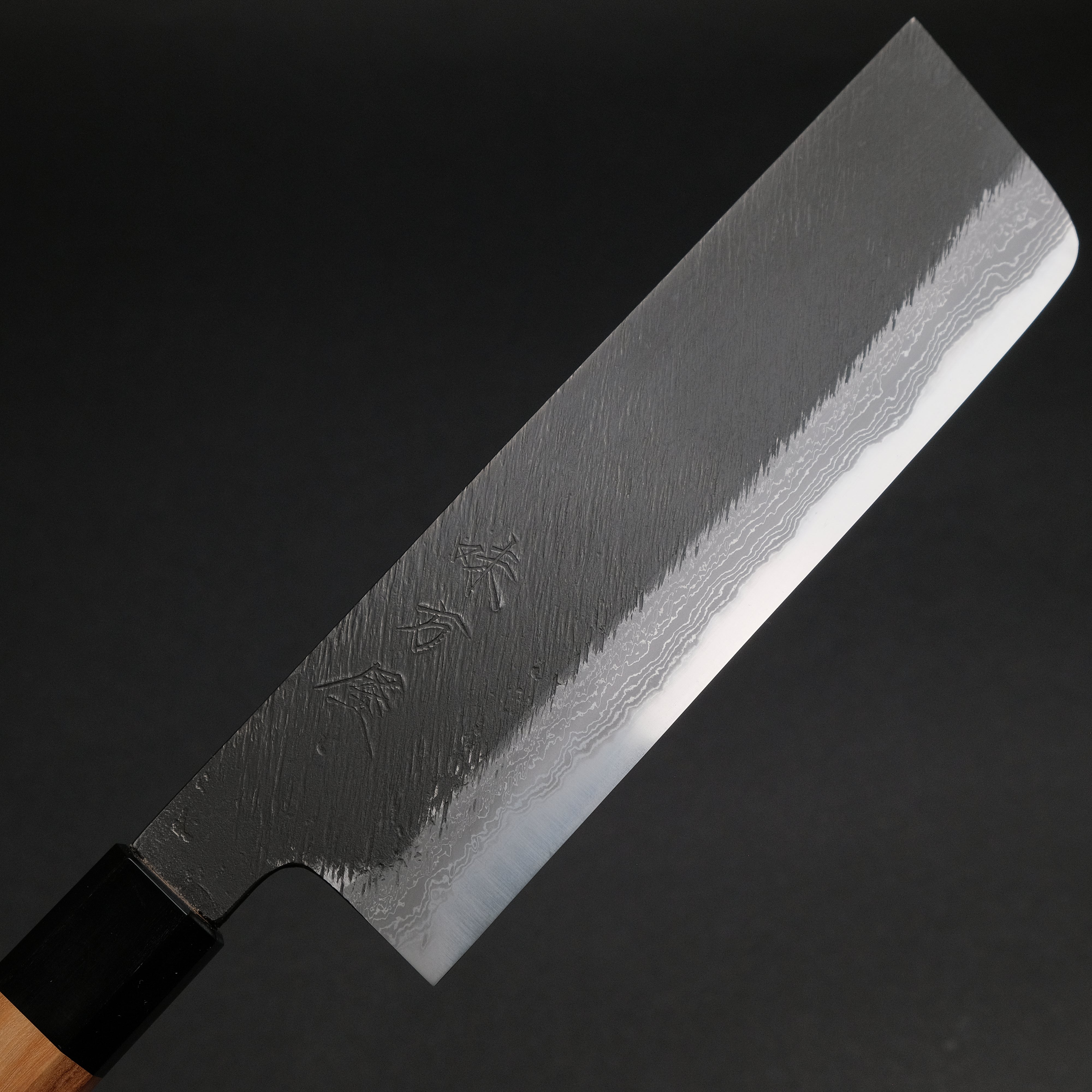 Premium Ajikataya White #2 Matsuba Damascus Nakiri Knife 180mm - Olive Wood & Buffalo Horn Handle - Japanese Vegetable Knife for Professional Chefs & Home Cooking - Perfect for Slicing, Dicing Vegetables & Herbs