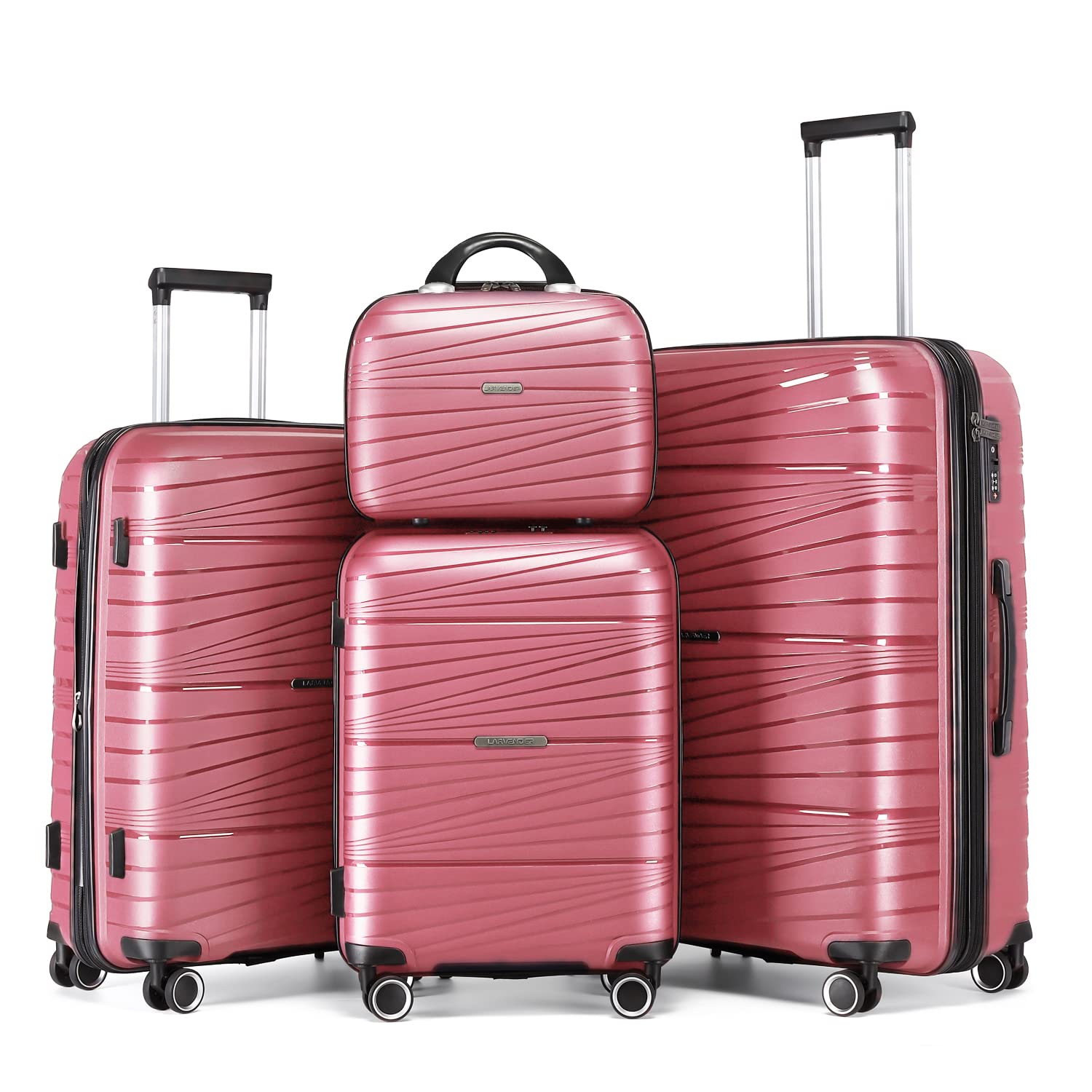 Premium 4-Piece Lavender Luggage Set with Spinner Wheels & TSA Lock - Expandable Hardside Suitcases for Women (Pink) | Perfect for Air Travel, Business Trips & Family Vacations