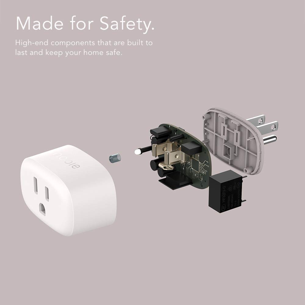 Nooie Smart Plug WiFi Outlet - Mini Smart Socket Works with Alexa & Google Home, No Hub Required, Remote Control & Timer Function for Lights, Fans, Appliances (1 Pack) - Perfect for Home Automation & Energy Saving