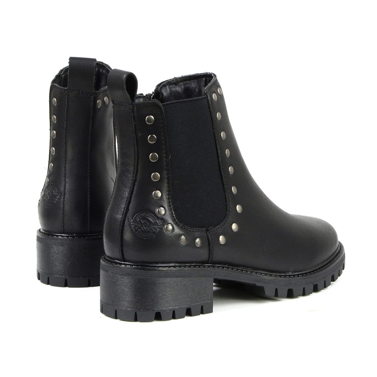 Milwaukee MBL9457 Women's Black Leather Ankle Boots with Rivets - Fashion Booties for Casual Wear & Night Out - Size 8