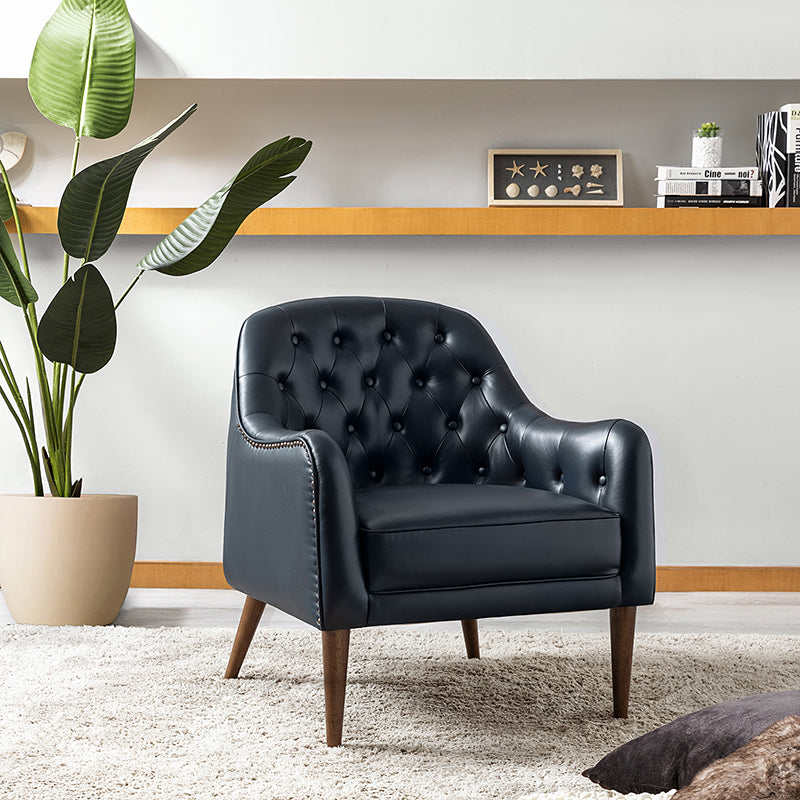 **Casio Genuine Leather Barrel Chair with Wooden Legs – Stylish Accent Chair for Living Room, Office, or Lounge**