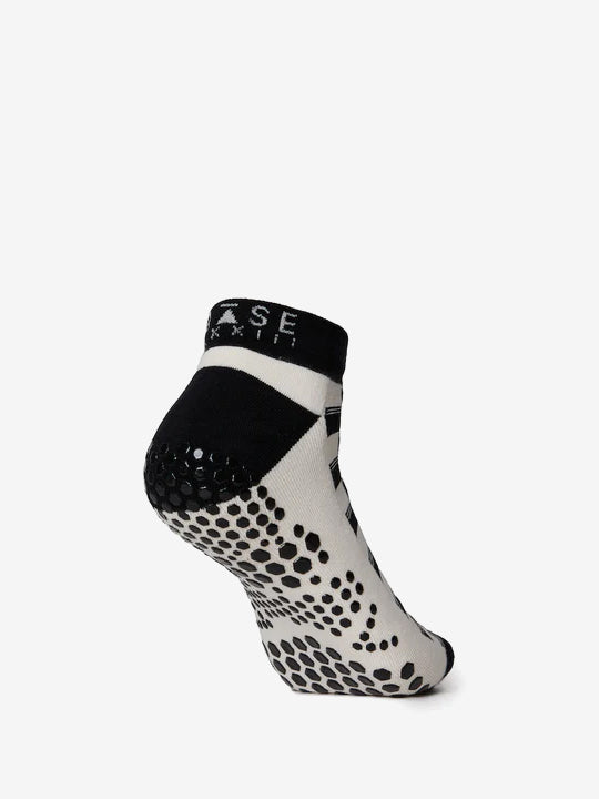 Base 33 Low Rise Grip Socks - Non-Slip Checker Pattern Athletic Socks for Yoga, Pilates & Workouts - Women's & Men's Performance Socks
