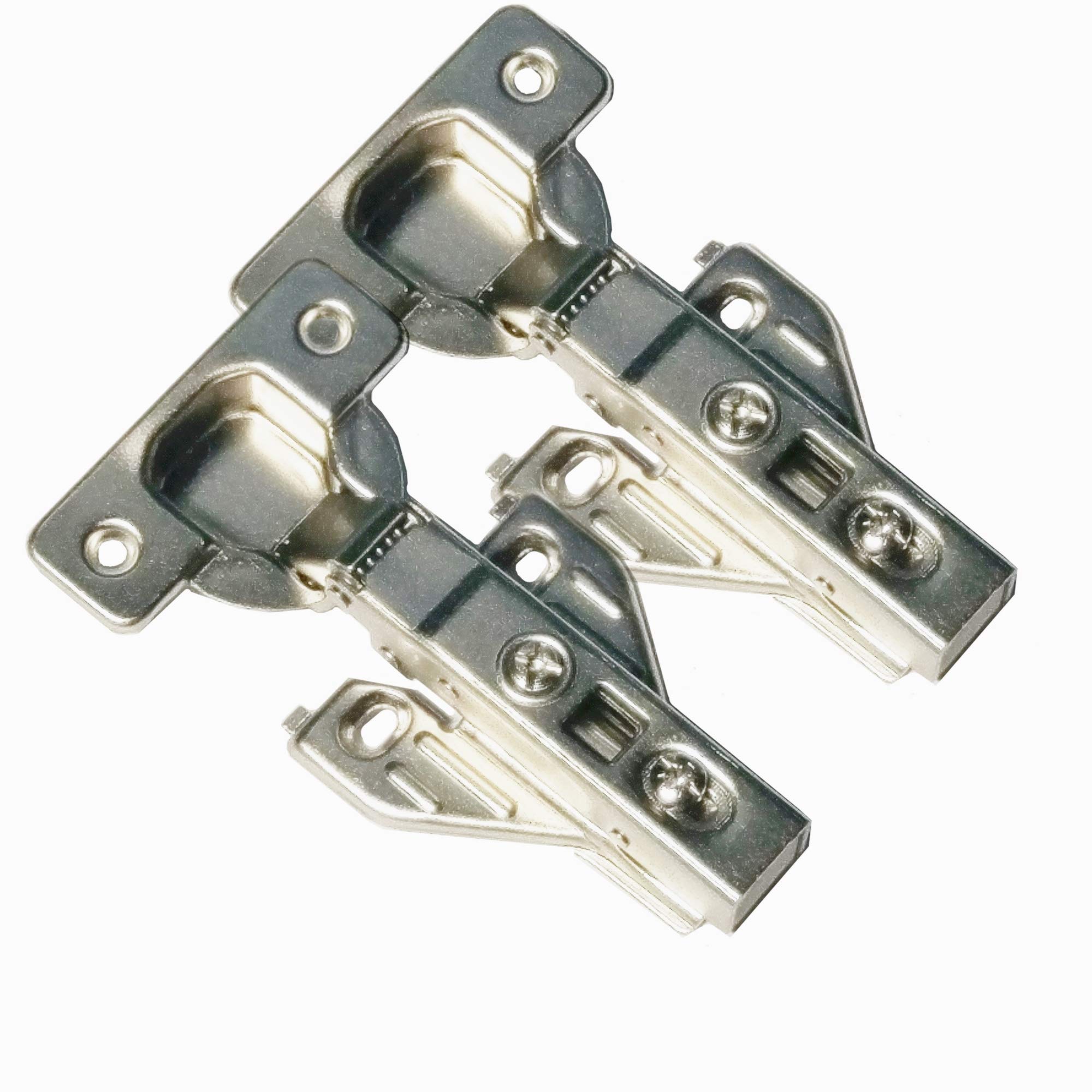 2-Piece Soft Close Clip-On Hinges 105° Self-Closing for Frameless Cabinets - Full Overlay with Mounting Plates & Premium Screws (1 Pair) - Durable Kitchen Cabinet Hardware for Seamless Cabinet Doors