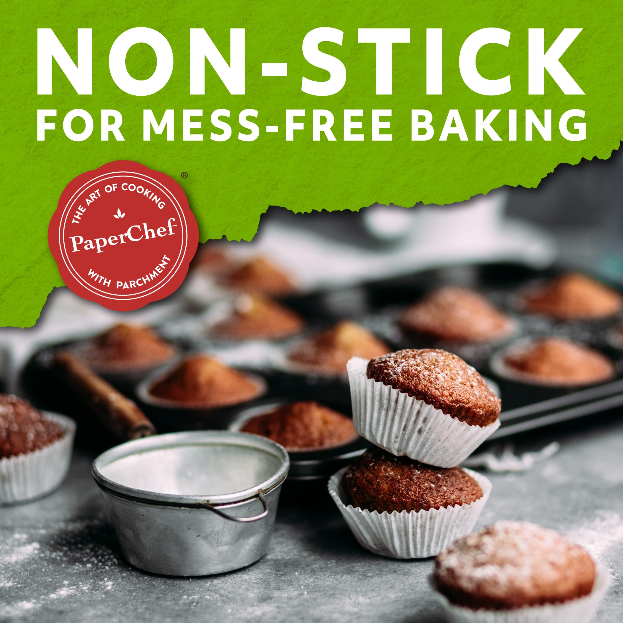Extra Large Parchment Baking Cups - 30 Count Non-Stick Muffin Liners for Easy Release | Perfect for Cupcakes, Muffins & Baking Paper Cups