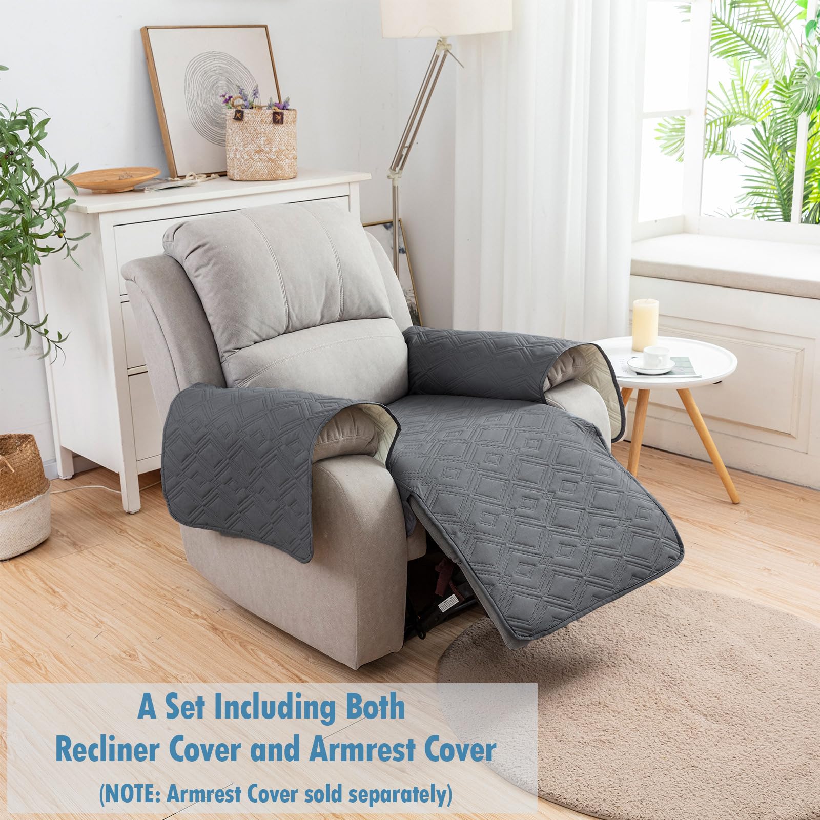 Waterproof Recliner Chair Cover - Anti-Slip Furniture Protector for Pets & Dogs - Dark Gray Sofa Slipcover (1 Piece) - Perfect for Living Room, Home Theater & Pet-Friendly Spaces