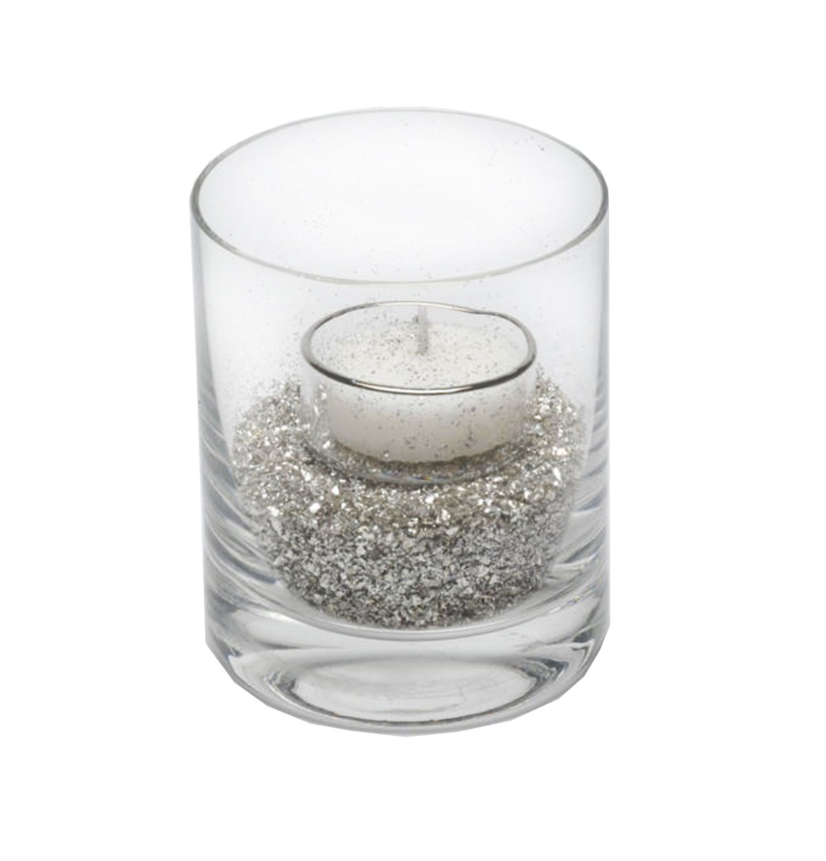 Biedermann Crystal Glitter Tealight Tumbler Candle Holder - Elegant Glass Candle Holder for Wedding, Party, Home Decor & Romantic Ambiance