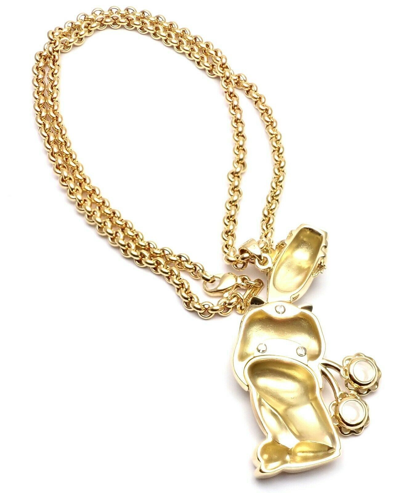 Authentic Chopard 18k Yellow Gold Large Happy Clown Flower Pendant Necklace - Luxury Jewelry Gift for Women, Perfect for Anniversaries & Special Occasions