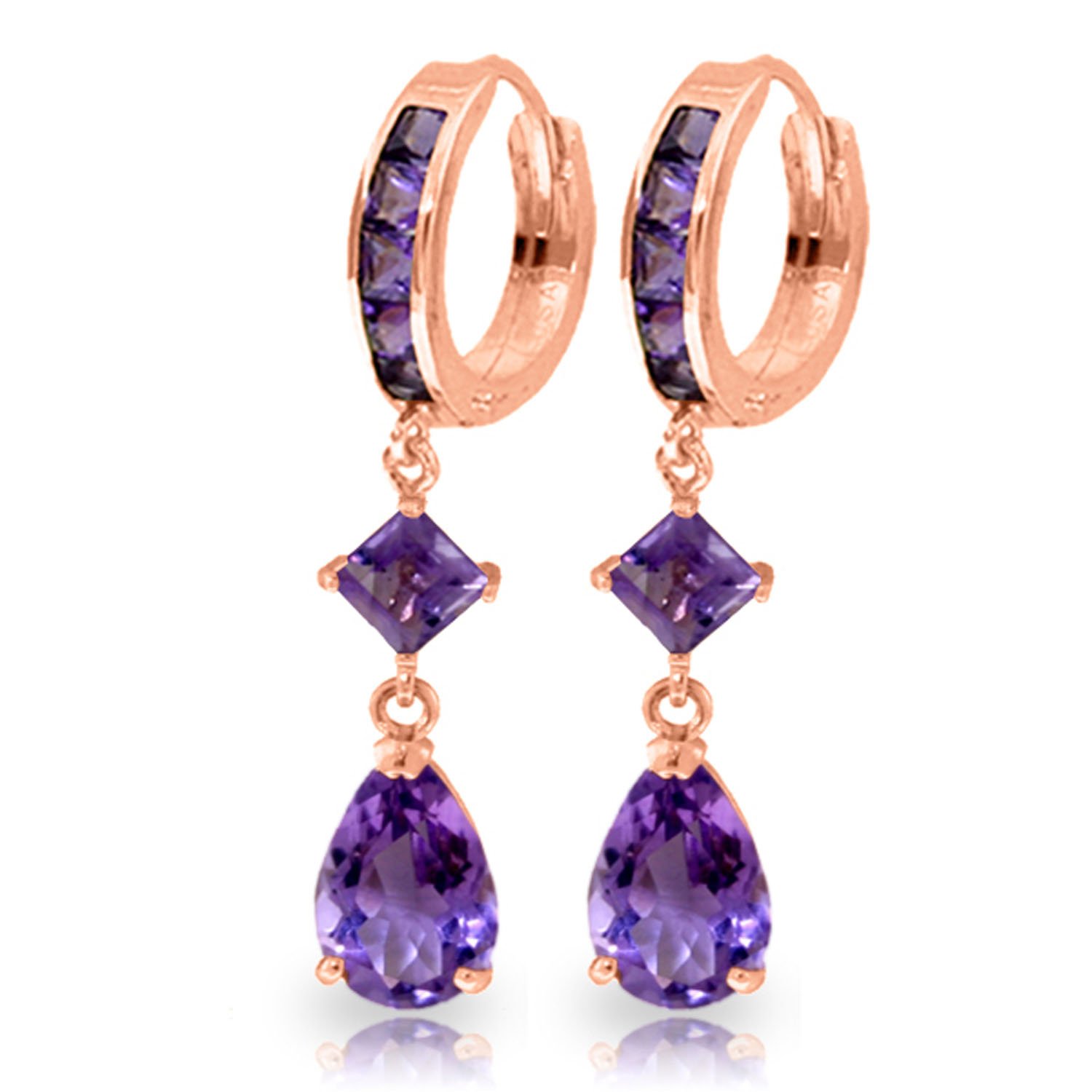 14K Rose Gold Huggie Earrings with Genuine Amethyst Gemstones - Dainty Hoop Earrings for Women, Perfect for Everyday Wear, Gifts & Special Occasions