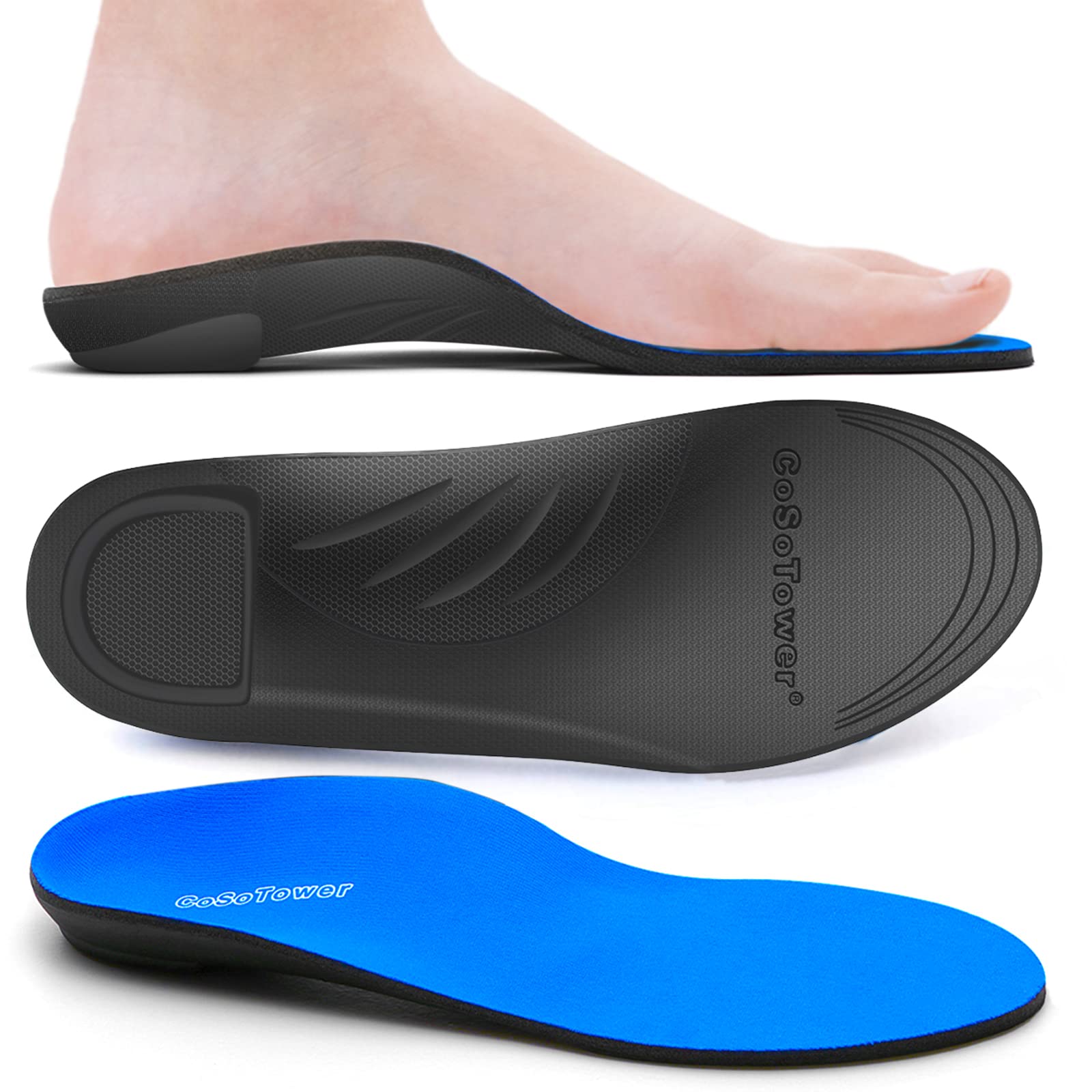 Orthotic Insoles for Flat Feet & Plantar Fasciitis - Arch Support Inserts for Men & Women - Heavy Duty Shock Absorbing Shoe Insoles for Over Pronation & Foot Pain Relief - Perfect for Running, Walking & Standing All Day