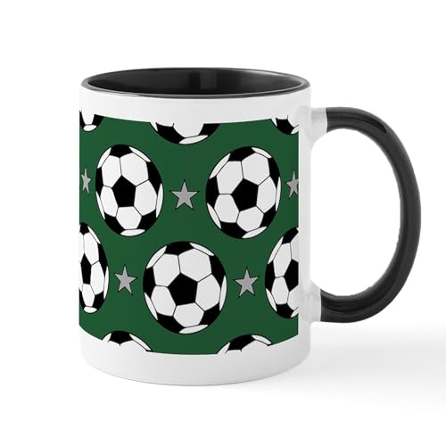 White/Black Inside - Soccer And Star Pattern Mugs