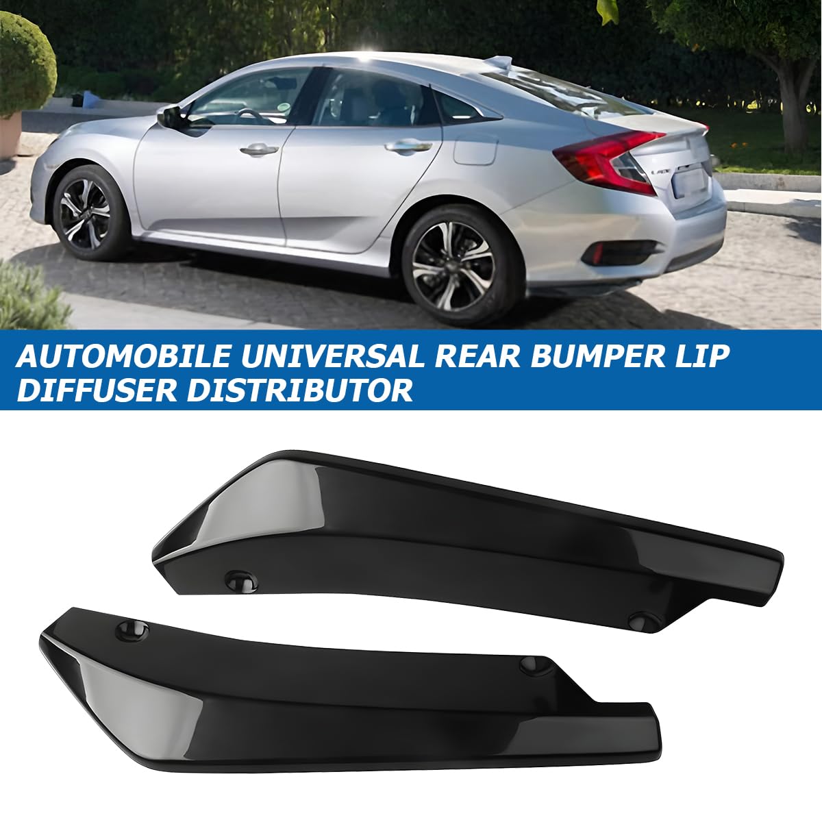 Mandark 2PCS Universal Car Rear Bumper Diffuser Spoiler Lip - Anti-Scratch Protection for Rear & Front Bumper, Side Skirt Splitter Body Kit (Black) | Enhances Vehicle Aerodynamics & Style for Sedans, Coupes, and Sports Cars