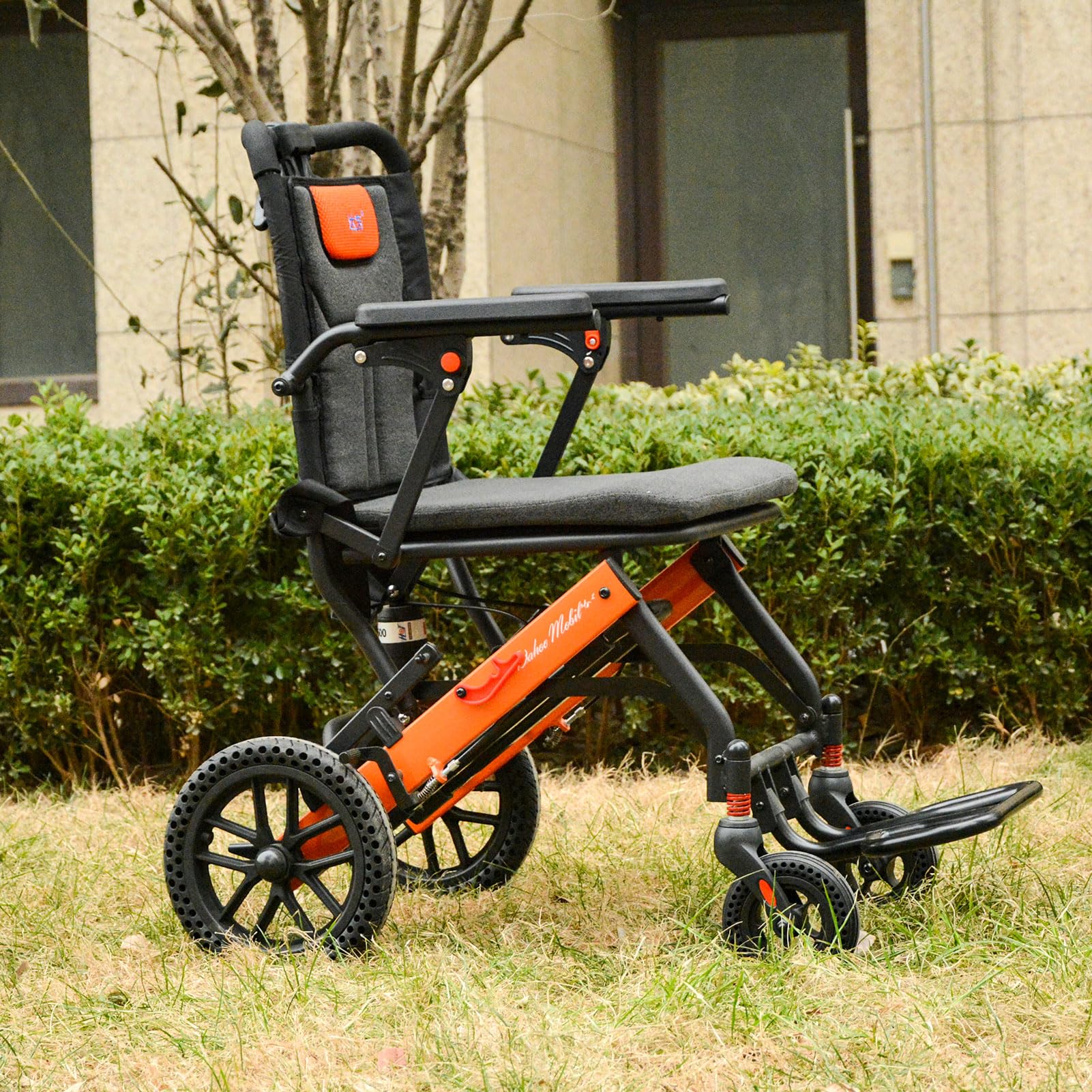 Upgraded Lightweight Transport Wheelchair for Adults with Telescopic Handle, Safety Belt & 2 Storage Bags - Ideal for Travel, Hospital Visits & Elderly Care