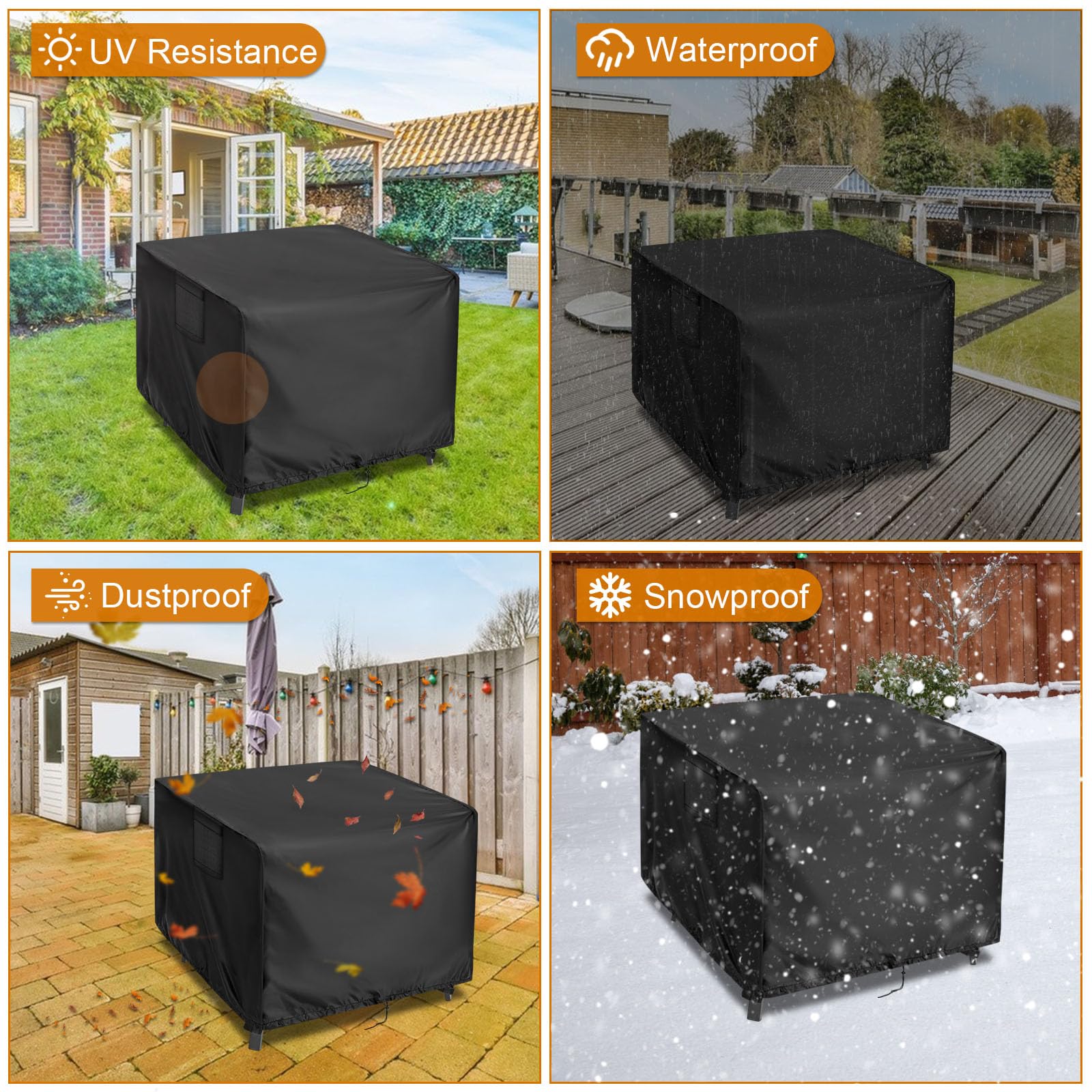 Kingling 24 Inch Square Waterproof Outdoor Table Cover - 24