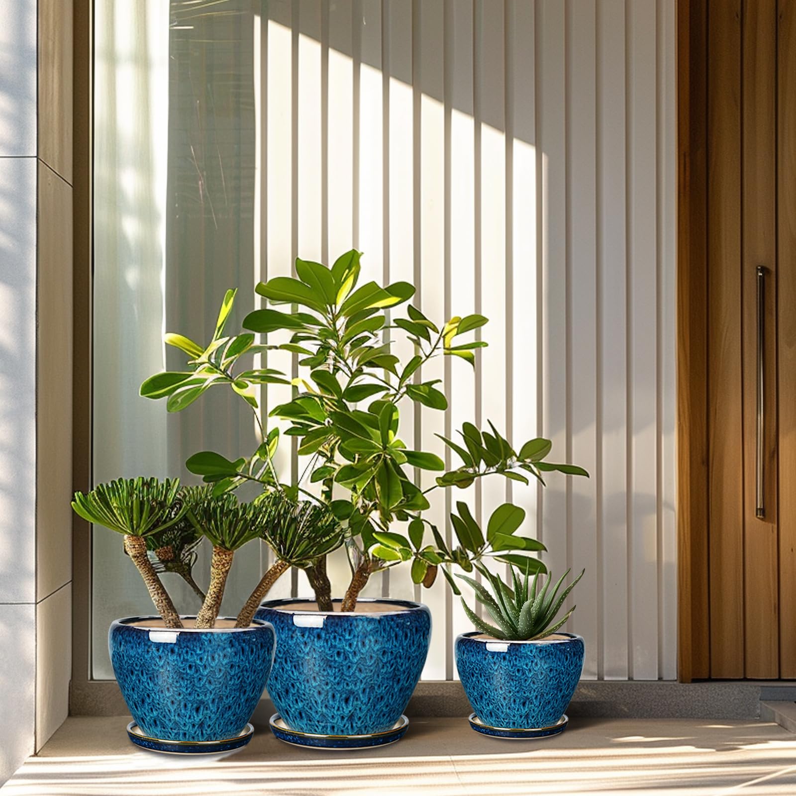 Modern Ceramic Plant Pots Indoor Outdoor - Set of 3 (6