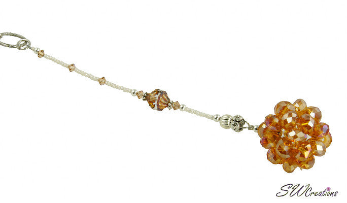 Cosmic Circle Topaz Cream Beaded Car Jewelry - Elegant Beaded Car Accessory for Women | Perfect for Gifts, Car Decor & Spiritual Protection