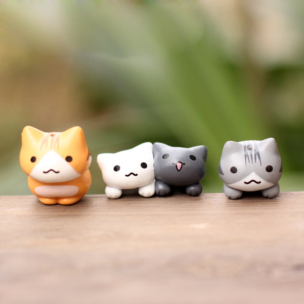 Mini Cute Cat Figurines for Fairy Garden - Tiny Kitty Landscape Ornaments, Home Decor for Succulents & Bonsai Plants - Perfect for DIY Crafts, Tabletop Displays and Gift Giving (Random Style)