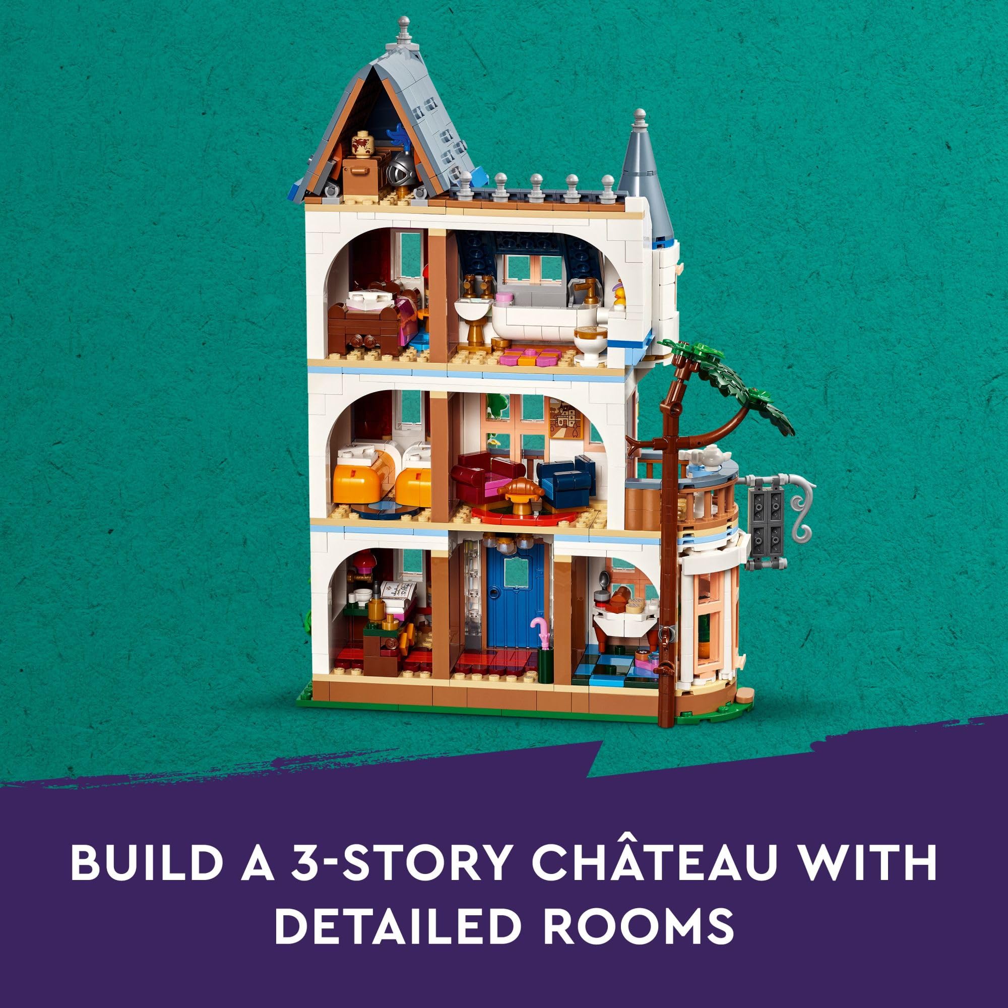 LEGO Friends Castle Bed and Breakfast Hotel Playset with 4 Mini Dolls & Dog Figure - Creative Building Toy for Kids Ages 12+ (Set 42638) | Perfect Gift for Girls, Boys & Teens | Fun Role-Playing for Birthday Parties & Family Game Nights