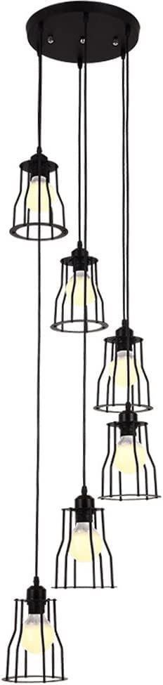 Modern 6-Light Black Glass Chandelier - Elegant Pendant Lighting Fixture for Kitchen Island, Dining Room & Foyer | Clear Glass Long Hanging Light for Contemporary Home Decor