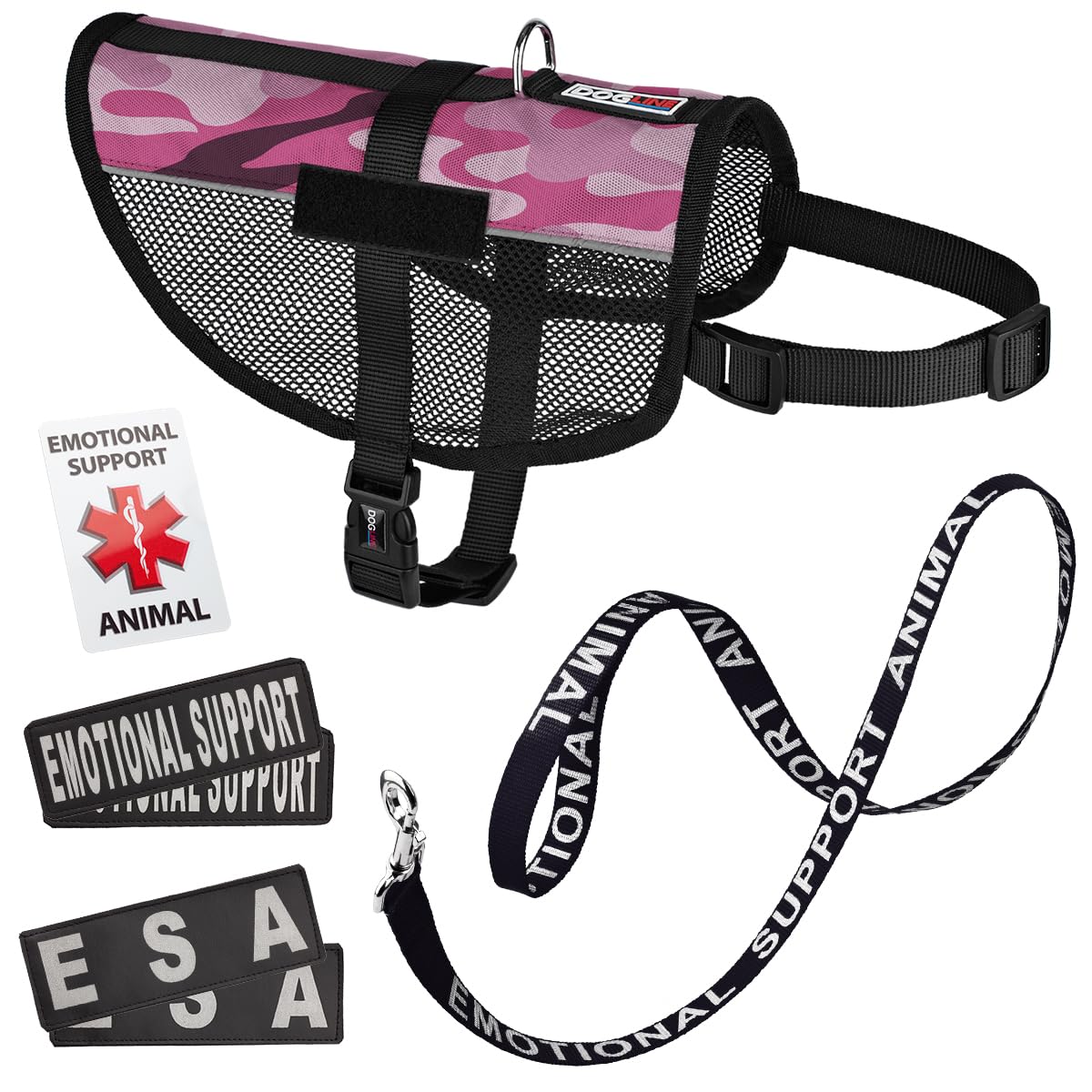 Emotional Support Dog Vest Bundle - Adjustable Service Dog Harness with Reflective ESA Patches, Leash & ID Card - Perfect for Therapy Dogs, Travel & Public Access