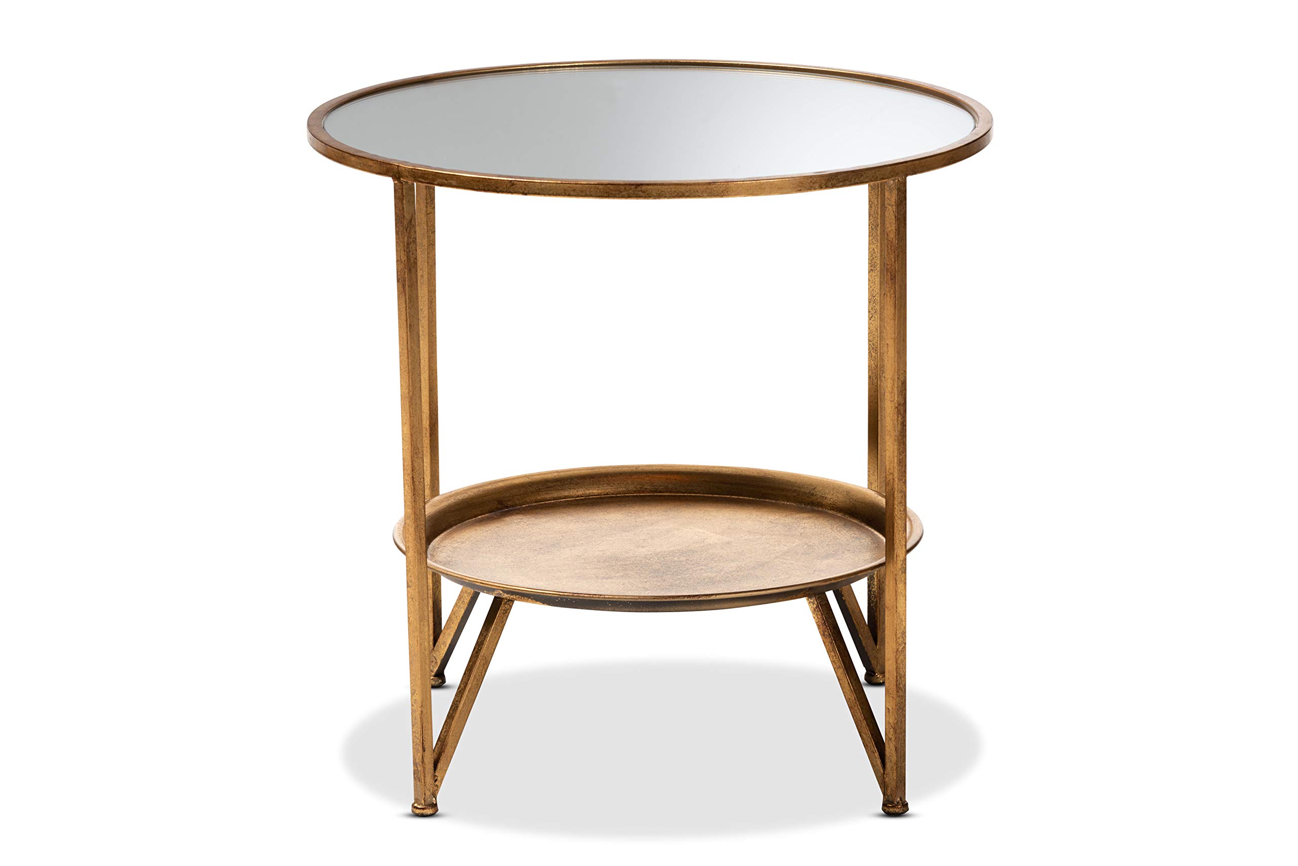 Baxton Studio Antique Gold End Table - Modern Side Table for Living Room, Bedroom & Office - Perfect for Coffee, Books & Decor