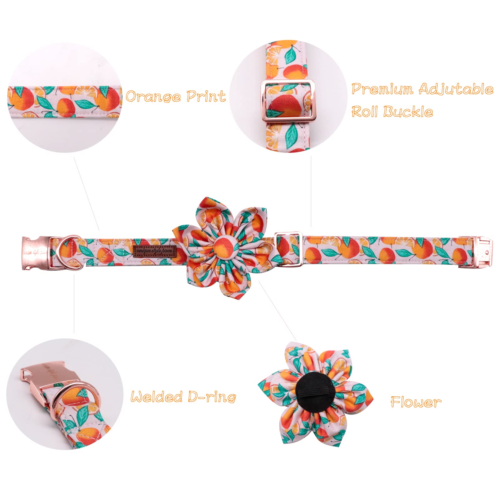 Stylish Floral Adjustable Dog Collar for Small Medium Large Dogs - Summer Pet Collar with Unique Paw Design - Perfect for Daily Walks, Park Visits & Outdoor Adventures