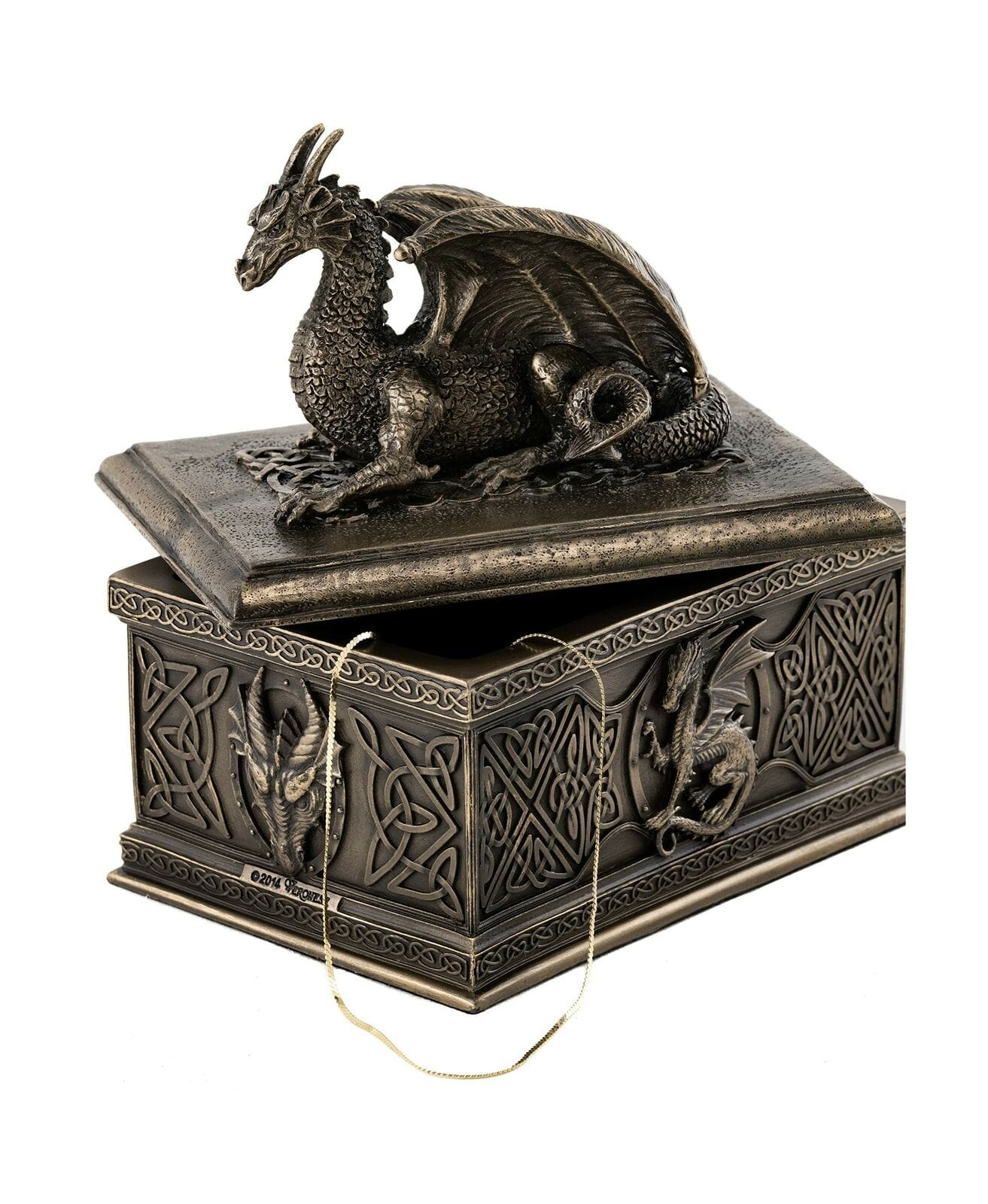 Handcrafted Celtic Dragon Treasure Box - Wooden Jewelry Storage & Keepsake Box for Necklaces, Rings & Collectibles - Perfect for Home Decor, Gift Giving & Fantasy Lovers