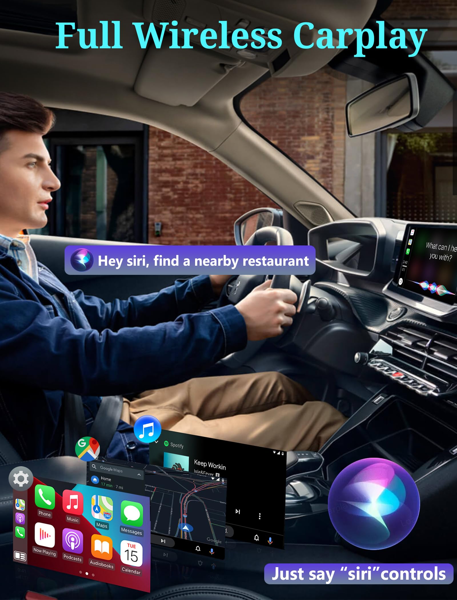 Wireless CarPlay Adapter for iPhone - Convert Wired to Wireless CarPlay, Plug & Play with Fast Stable Bluetooth Connection, USB-A & USB-C CarPlay Dongle - Perfect for Commuting, Road Trips & Hands-Free Driving