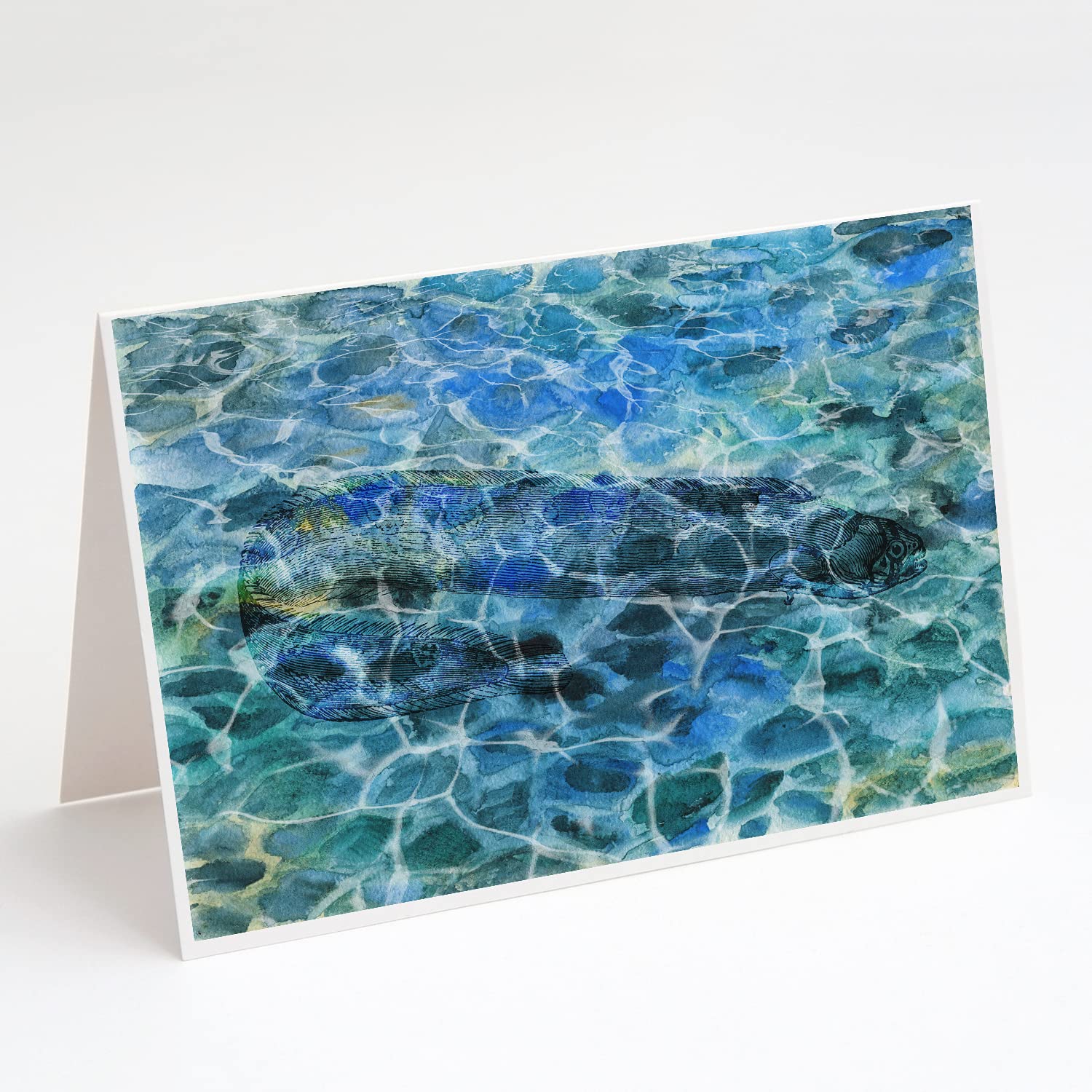 Caroline's Treasures BB5360GCA7P Underwater Eel Greeting Cards - Pack of 8 Blank A7 Note Cards (5x7 Inches) with Envelopes - Perfect for Birthday, Thank You & Holiday Cards - Whimsical Ocean Theme Stationery for All Occasions