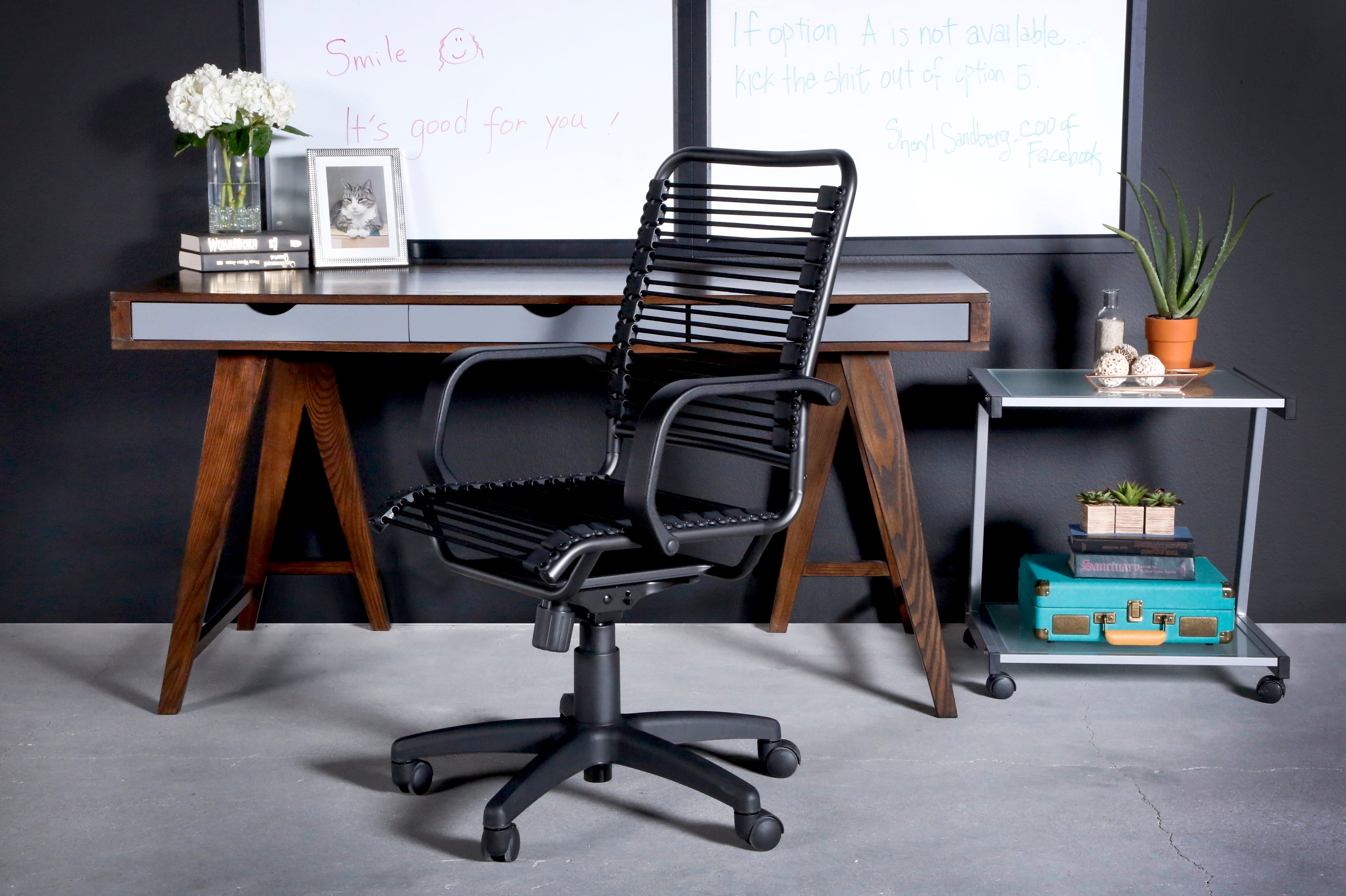 Bradley High Back Bungee Office Chair - Ergonomic Mesh Executive Chair with Graphite Frame & Black Base - Perfect for Home Office, Gaming & Workspace Comfort
