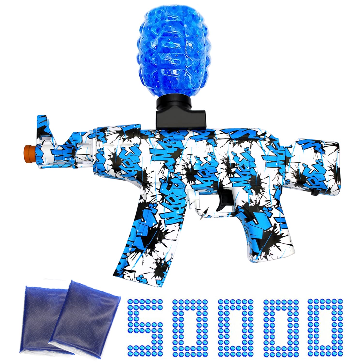 EDLYSO Splatter Ball Gun Gel Blaster Toy with 50,000 Water Beads - Outdoor Gel Ball Blaster for Kids & Adults - Perfect for Backyard Battles, Team Games & Outdoor Activities