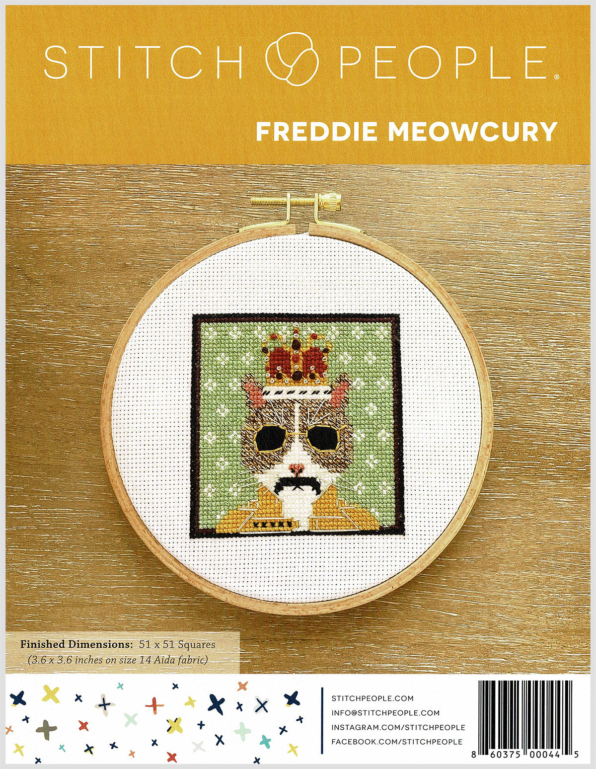 Freddie Meowcury Cross Stitch Pattern - Cat Lover DIY Embroidery Kit for Home Decor & Gifts | Perfect for Music Fans & Pet Owners