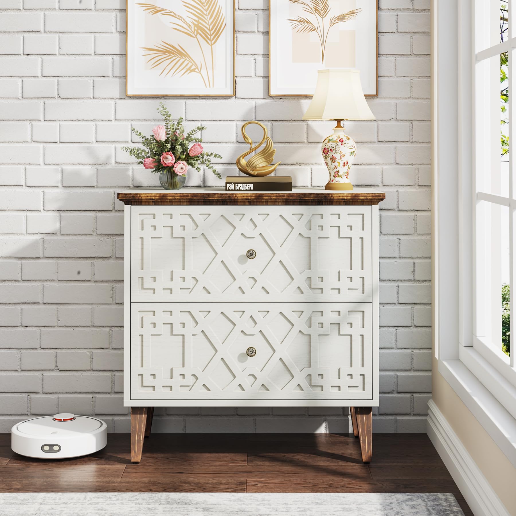 2-Drawer Lateral File Cabinet for A4 Letter Legal Size - Office Storage Cabinet & Printer Stand with Storage Drawers - Perfect for Home Office Organization & Workspace Storage Solutions