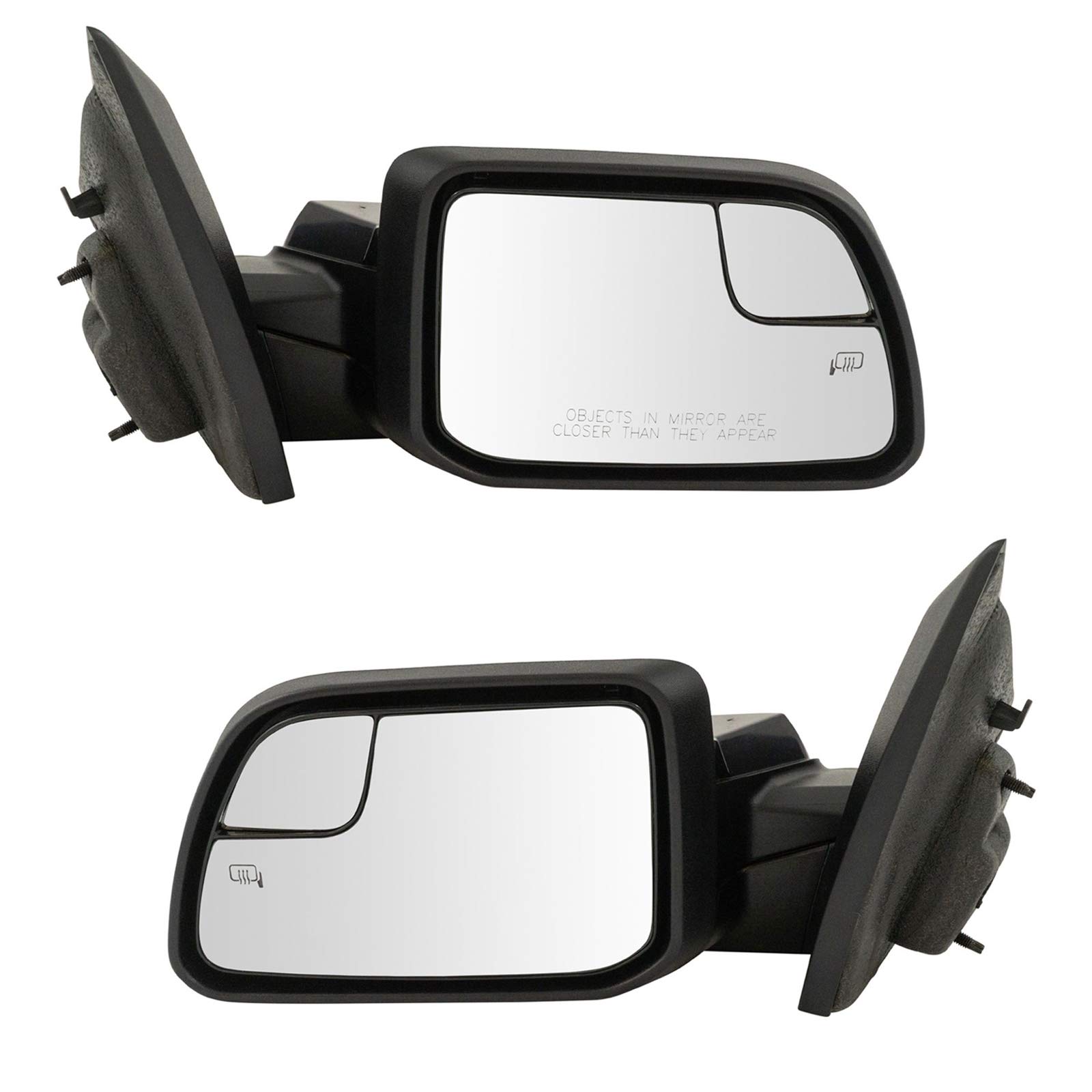TRQ Replacement Side Mirror Set with Heating - Driver & Passenger Side - Compatible with 2011-2014 Ford Edge (Models FO1320455 & FO1321455) - No Housing Turn Signal or Blind Spot Indicator - Perfect for Winter Driving & Everyday Commuting