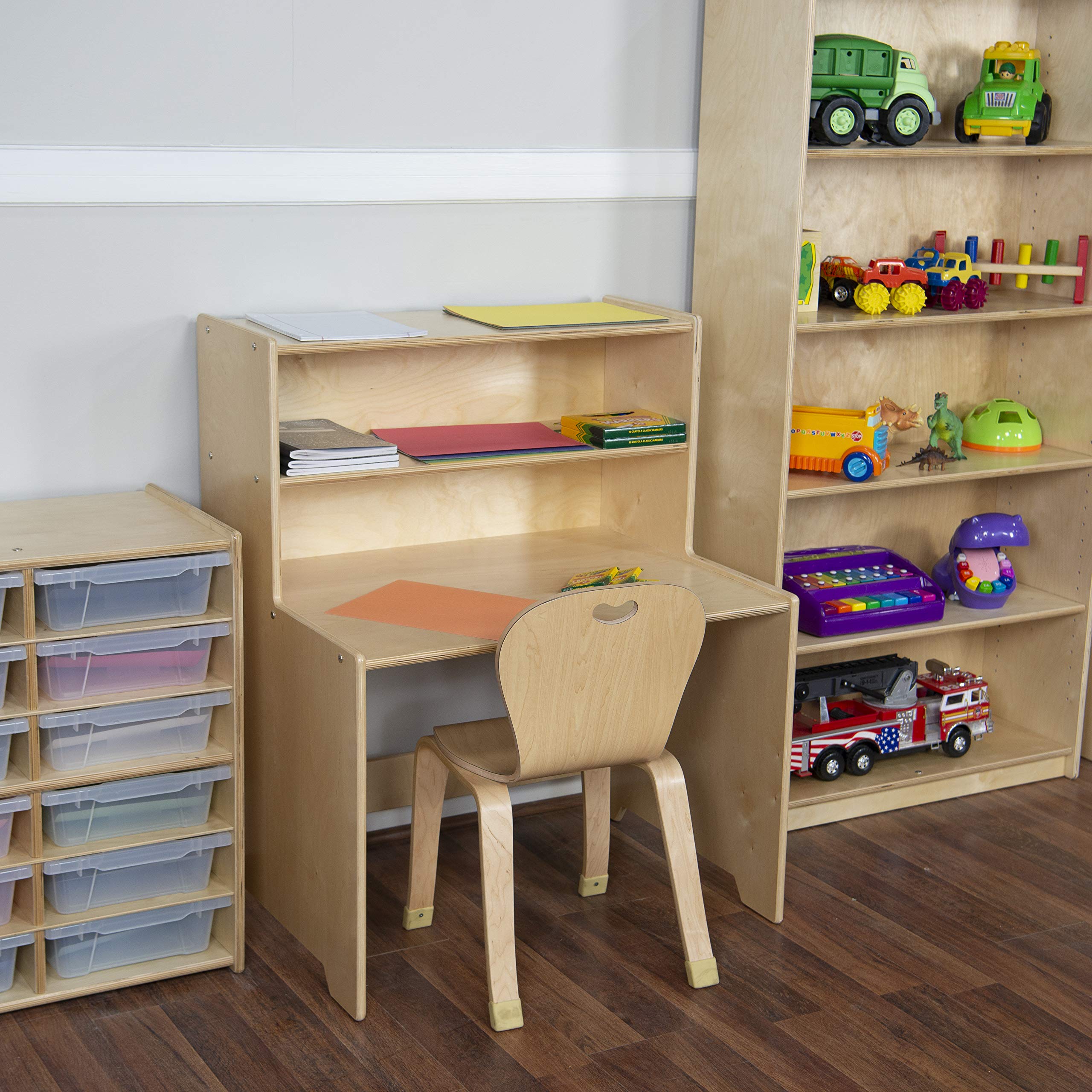 Contender Home Office Writing Desk with 2 Wooden Storage Shelves - Compact Study Reading Table & Workstation Desk [Greenguard Gold Certified] - Perfect for Small Spaces, Remote Work & Student Dorm Rooms