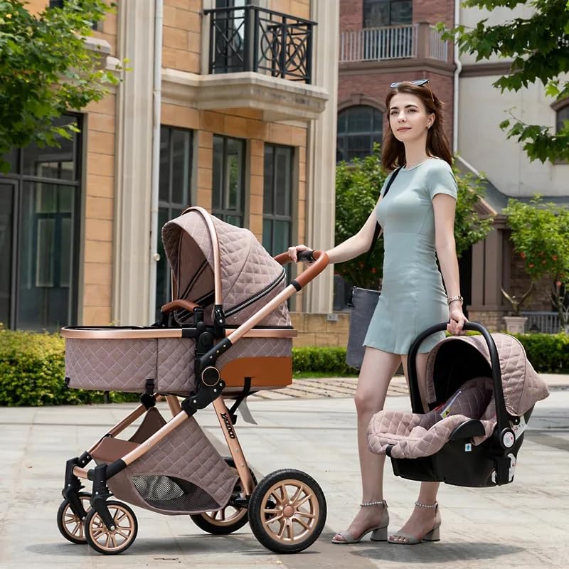 3-in-1 Convertible Baby Travel System Stroller - Lightweight Foldable Deluxe Stroller with High View Seat & Base (Silver Grey) | Perfect for Newborns, Toddlers & Family Outings