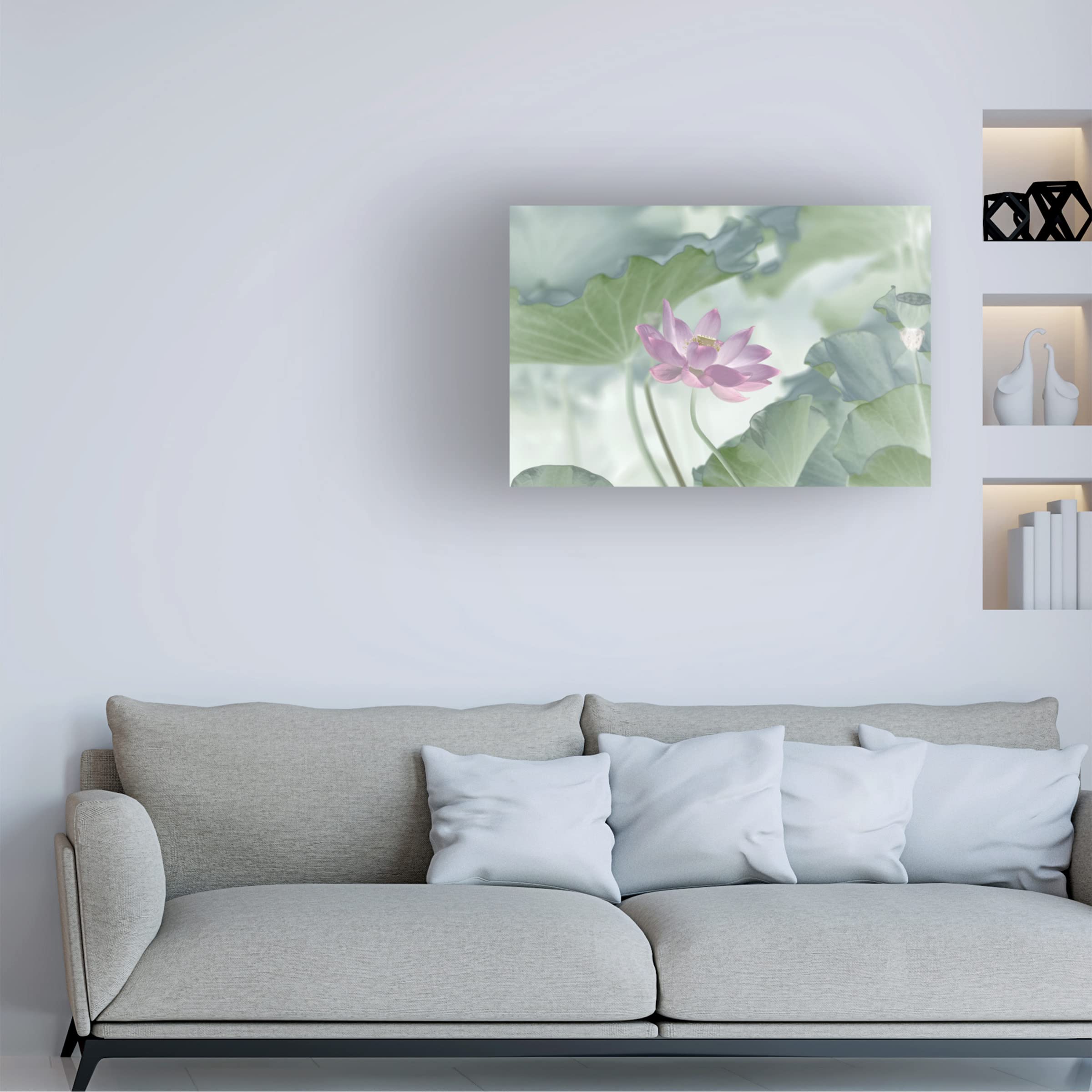 Trademark Fine Art 'Lotus' Canvas Wall Art by Binbin Lu - Elegant Floral Painting for Living Room, Bedroom & Office Decor