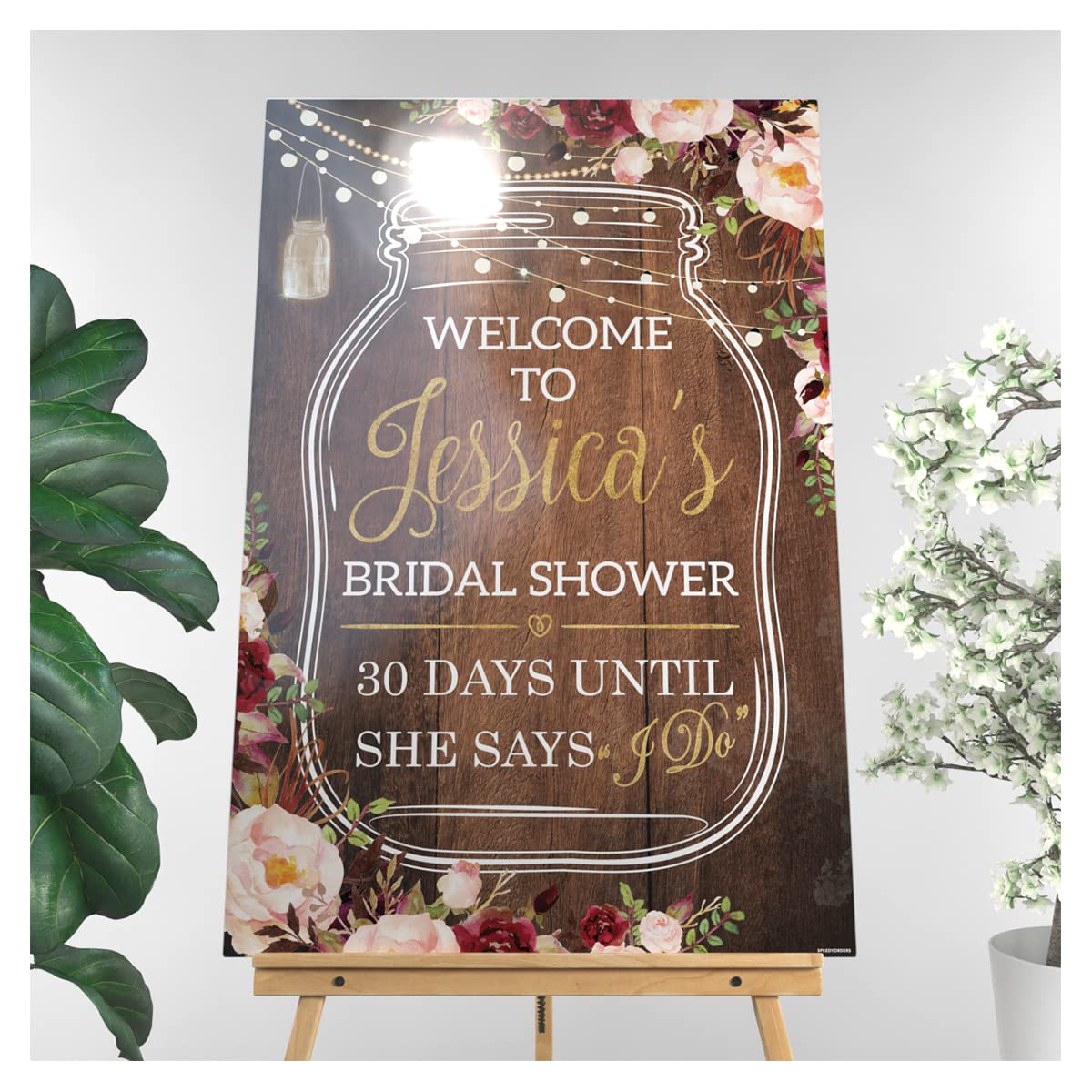 Personalized Rustic Wooden Bridal Shower Welcome Sign - Custom Mason Jar Wedding Decor - Perfect for Bridal Showers, Rehearsal Dinners & Wedding Decorations