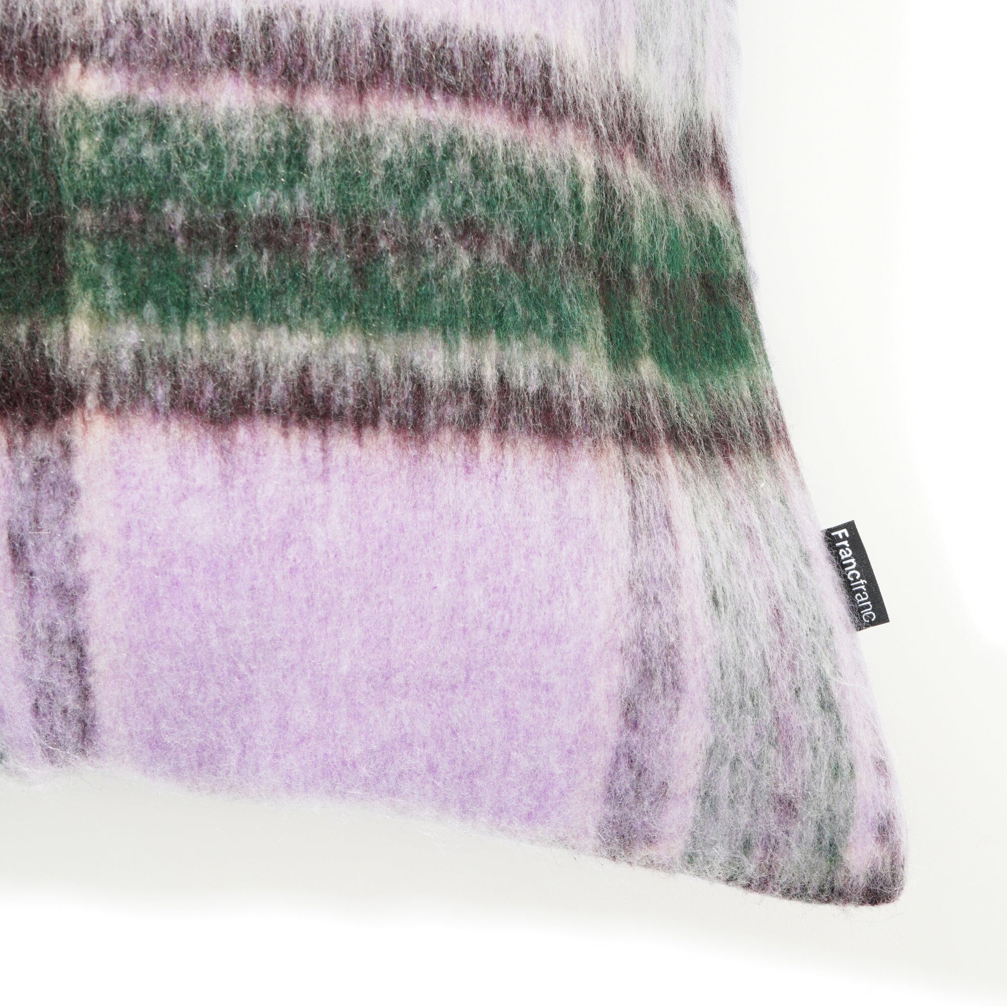 Soft Mohair-Like Checkered Cushion Cover 18x18 Inches Purple and Green - Perfect for Sofa, Bed, and Home Decor