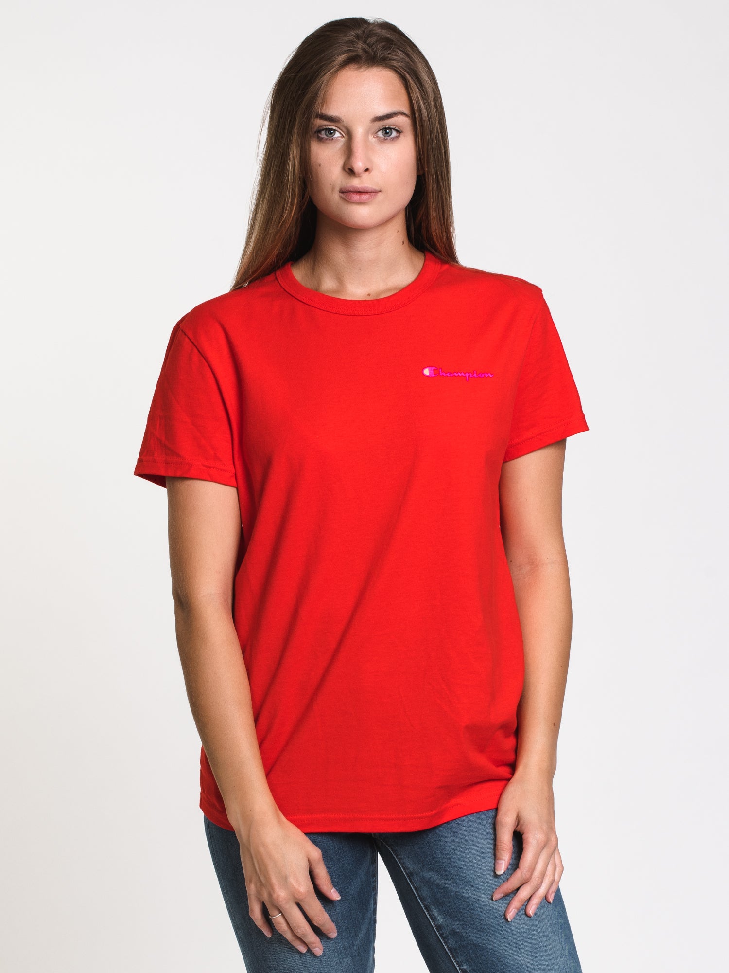 Champion Men's Short Sleeve Left Chest Embroidered T-Shirt - Casual Cotton Tee for Everyday Wear, Gym & Street Style