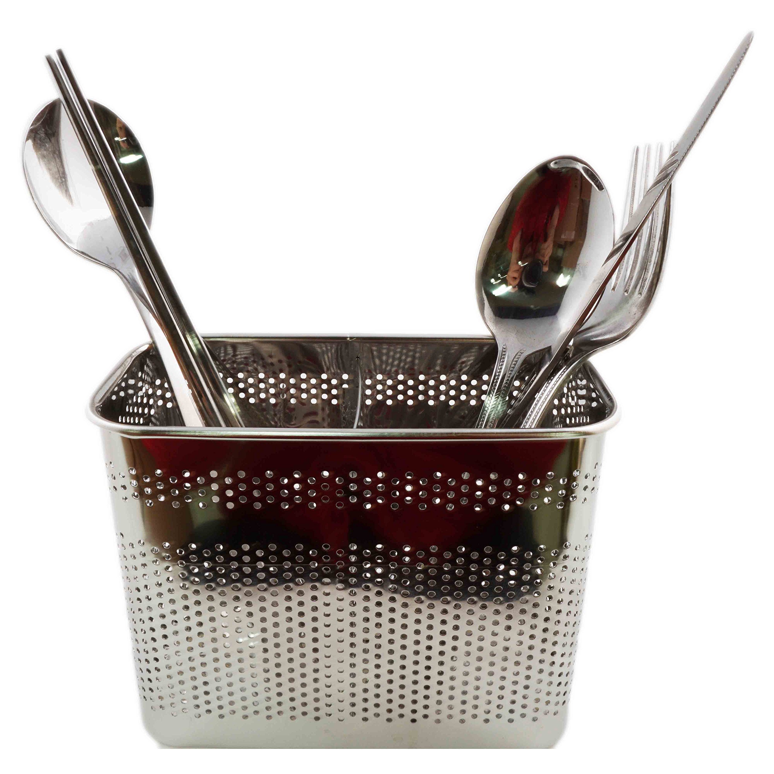 Premium Stainless Steel Cutlery & Chopsticks Holder - Medium Square Kitchen Utensil Organizer for Drawer or Countertop | Dishwasher Safe | Perfect for Asian Dining, Restaurant, or Home Kitchen Organization